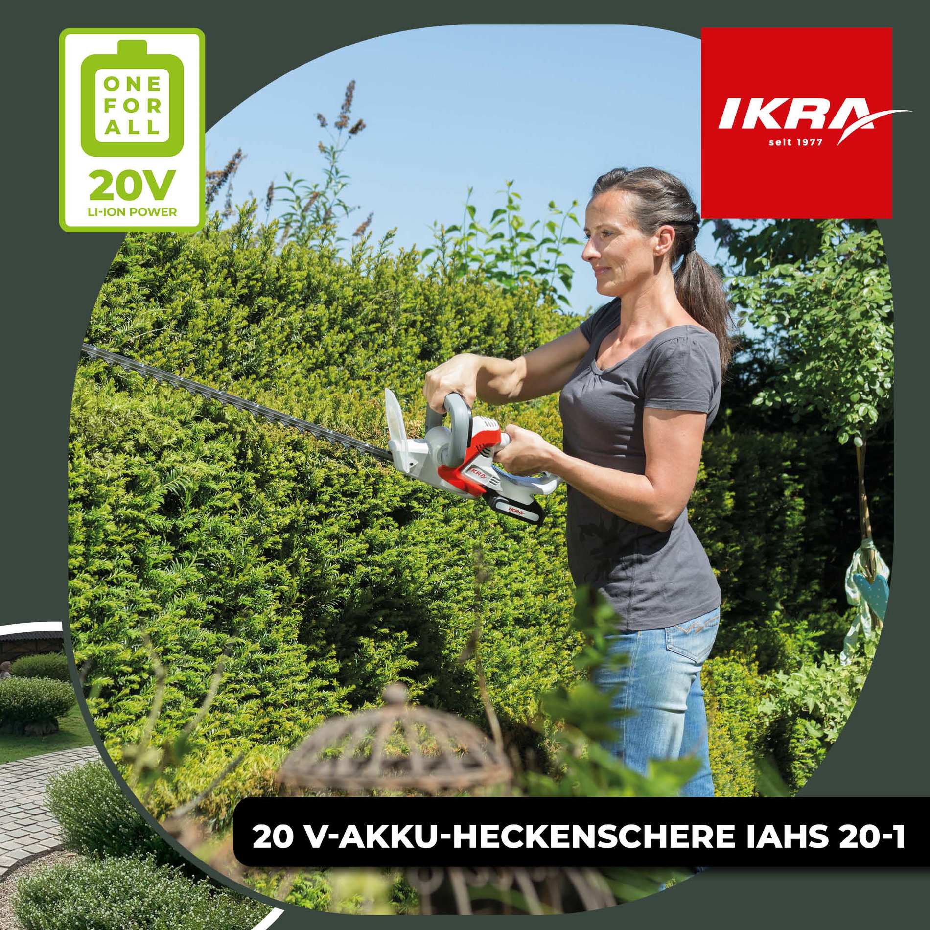 Akku Heckenschere IAHS 20-1 ikra inkl. 2. Akku 2,5Ah & 2. Ladegerät