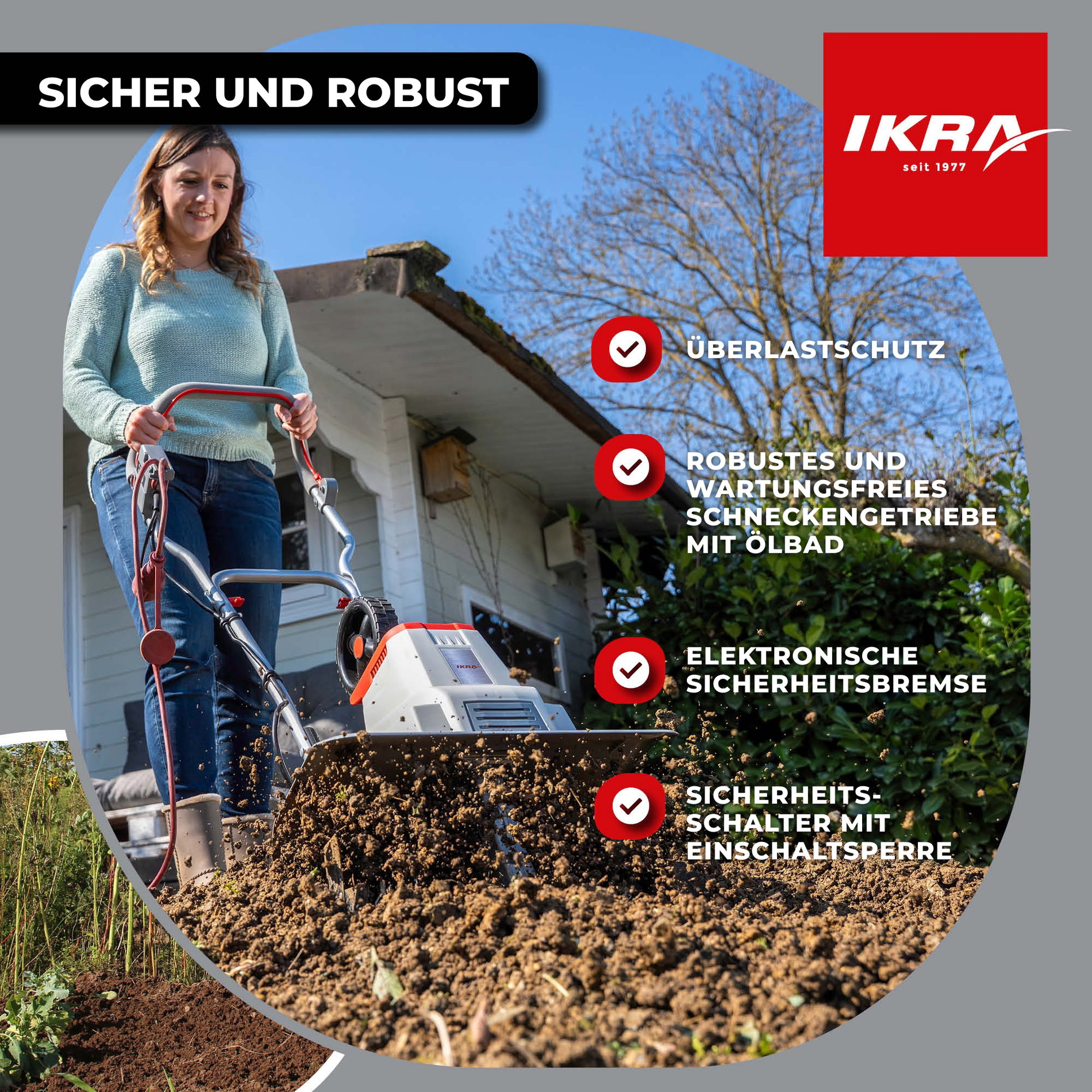 Elektro Bodenhacke Kultivator IEM 1500 inkl Häufelpflug