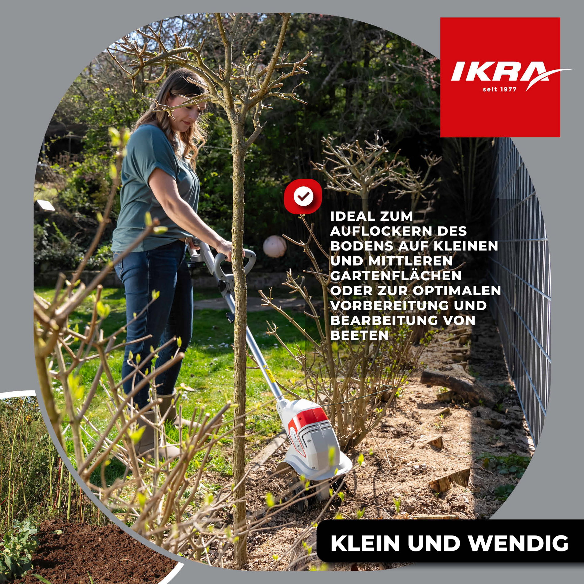 Akku Bodenhacke Kultivator IAMH 20 ikra Akku 20V 2Ah Standardladegerät