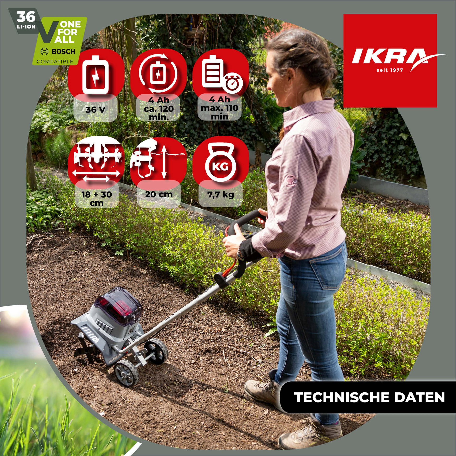 Akku Bodenhacke Kultivator IB-TC 36 IKRA BOSCH