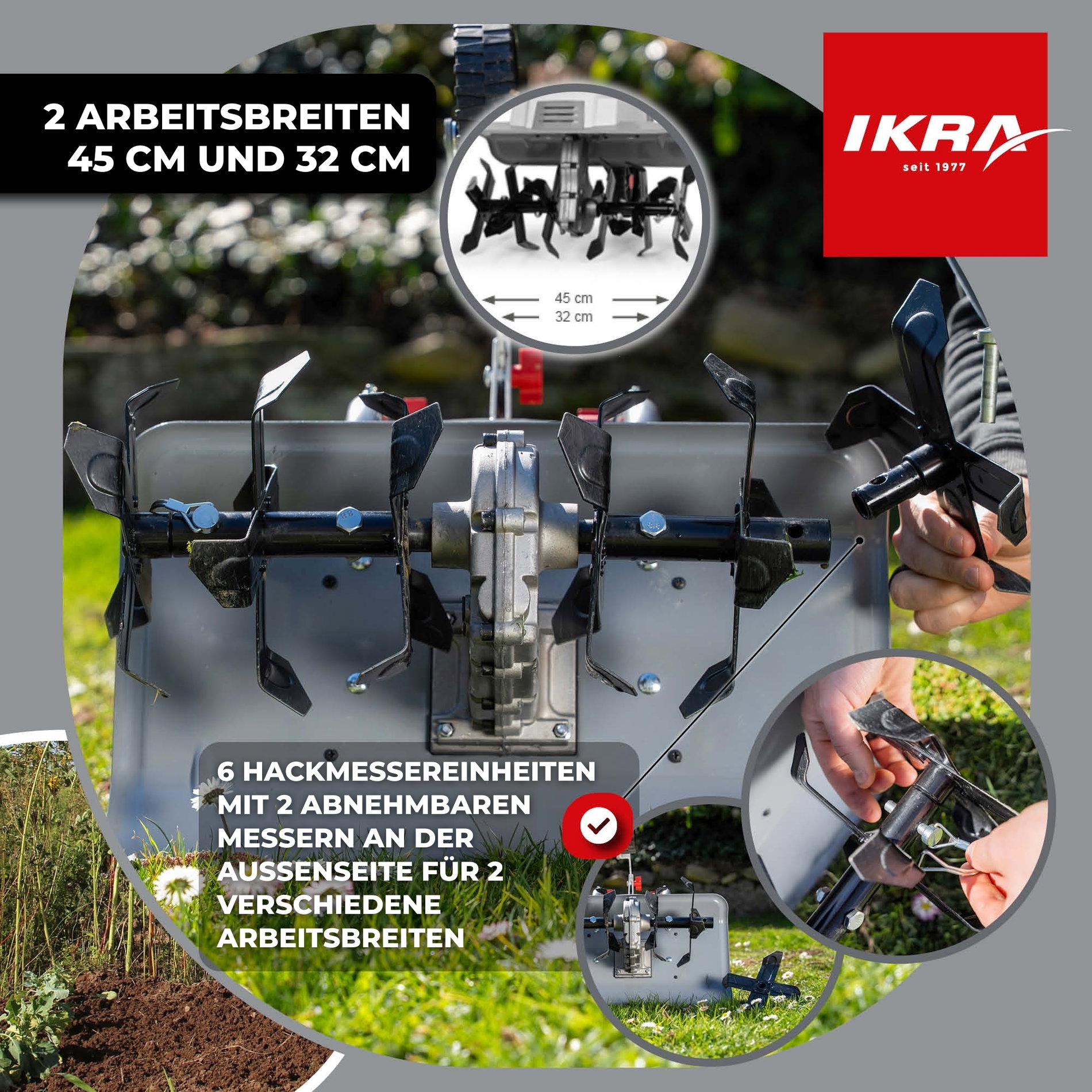 Elektro Bodenhacke Kultivator IEM 1500 inkl Häufelpflug