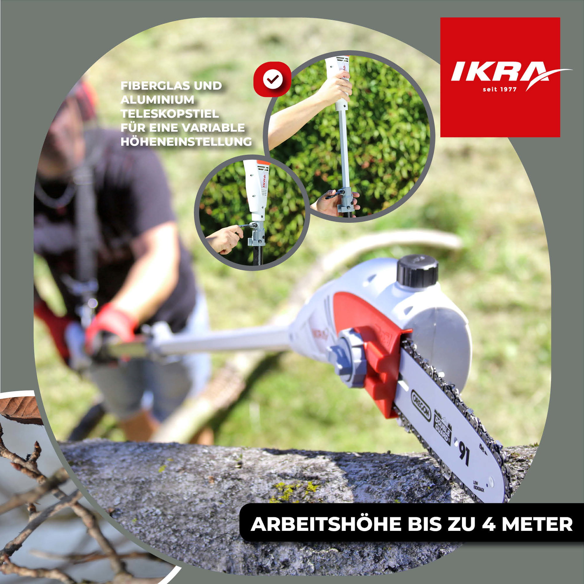 Elektro Hochentaster IEAS 750 ORGEON Schwert Kette Schutzschild Feile