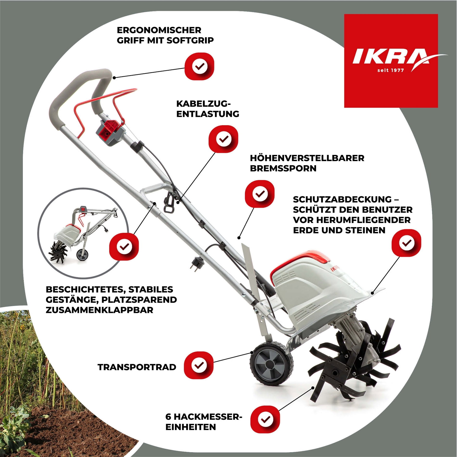 Elektro Bodenhacke Kultivator IEM 1500