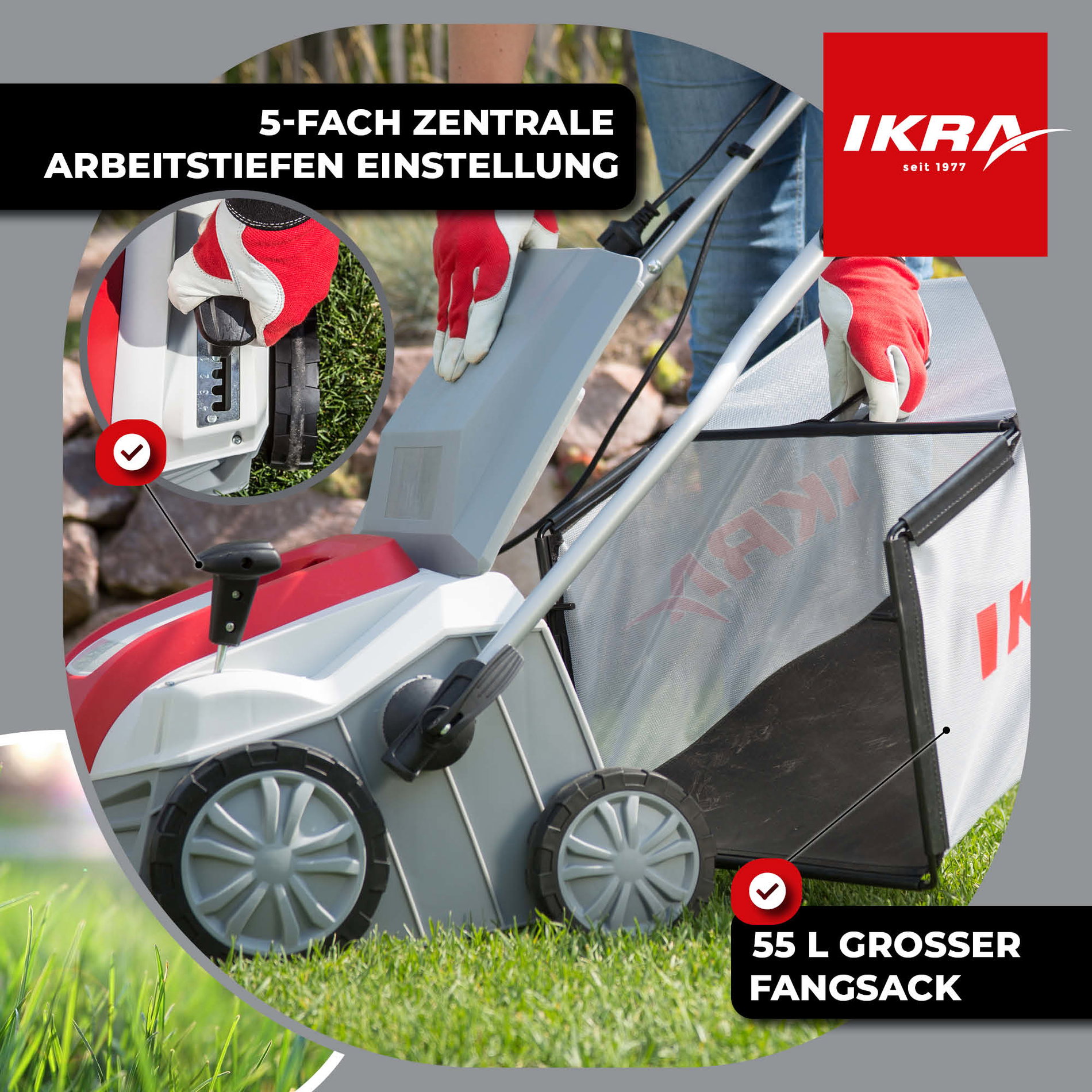 Elektro 2in1 Vertikutierer & Lüfter IEVL 1840 ikra inkl. Unkrautstecher