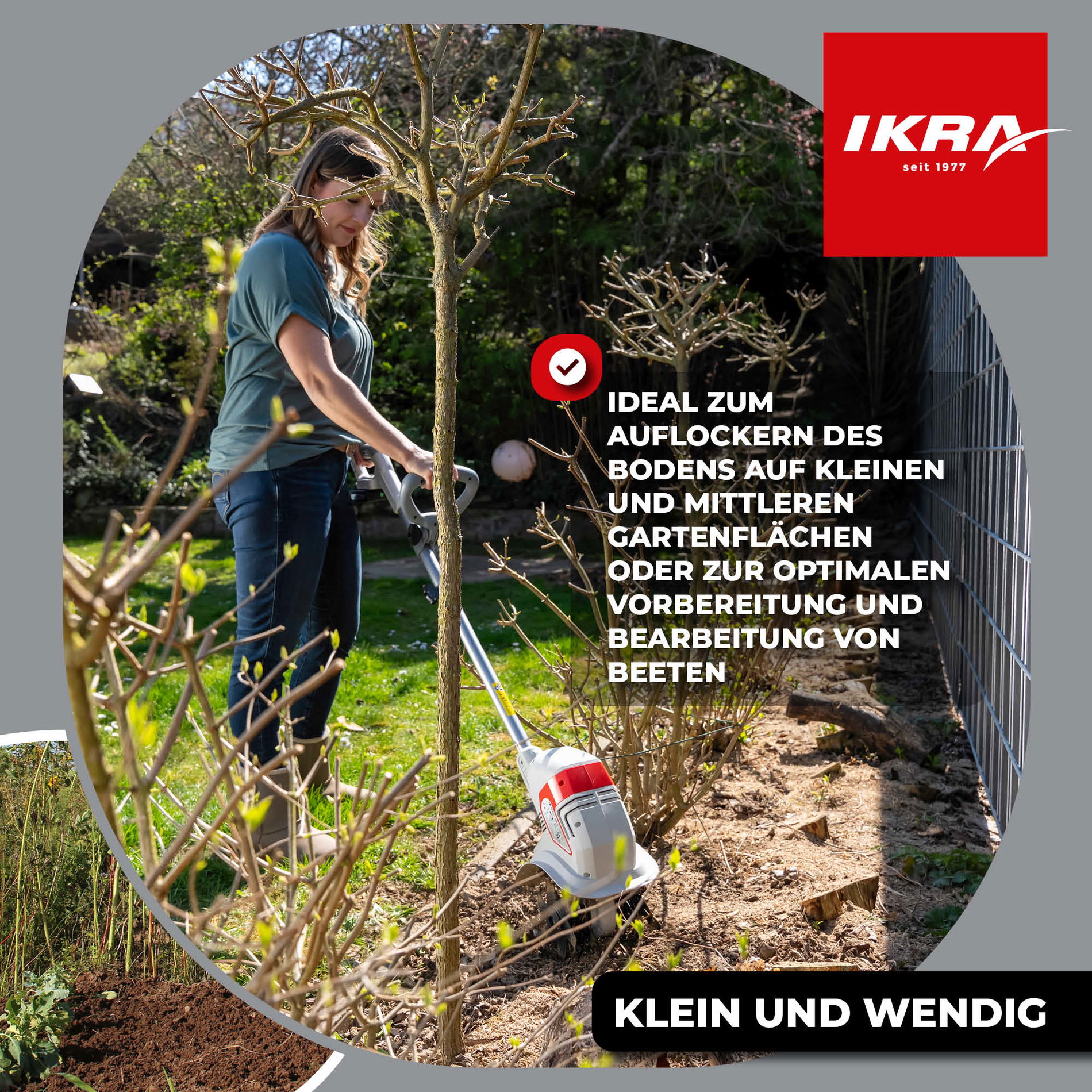 Akku Bodenhacke Kultivator IAMH 20 ikra Akku 20V 2Ah Standardladegerät