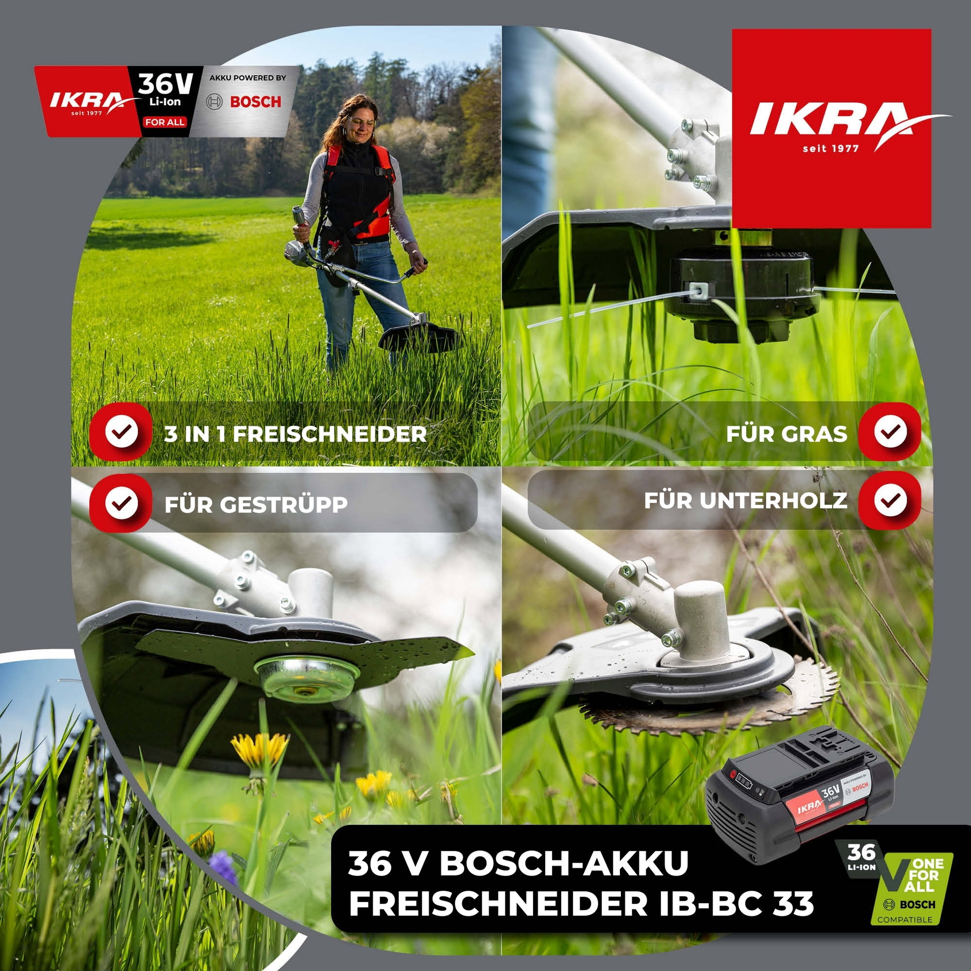 Akku Freischneider IB-BC 33 IKRA BOSCH