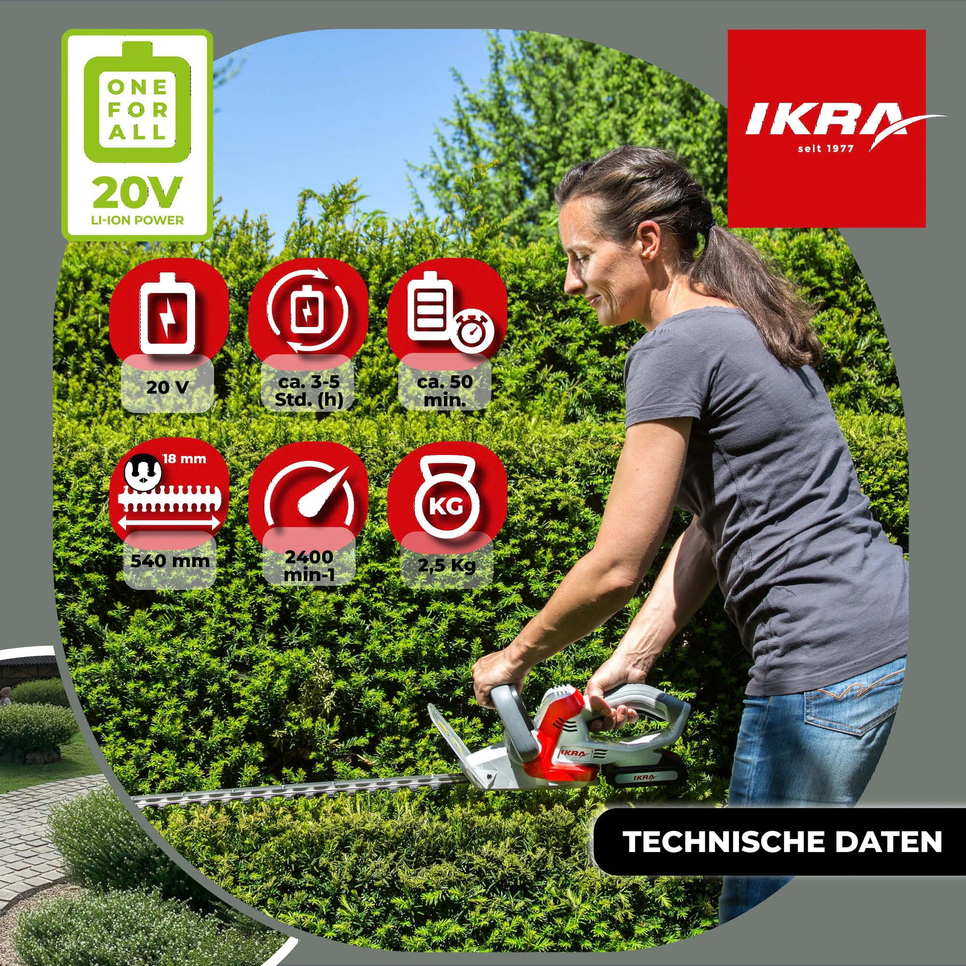 Akku Heckenschere IAHS 20-1 ikra Akku & Standardladegeraet