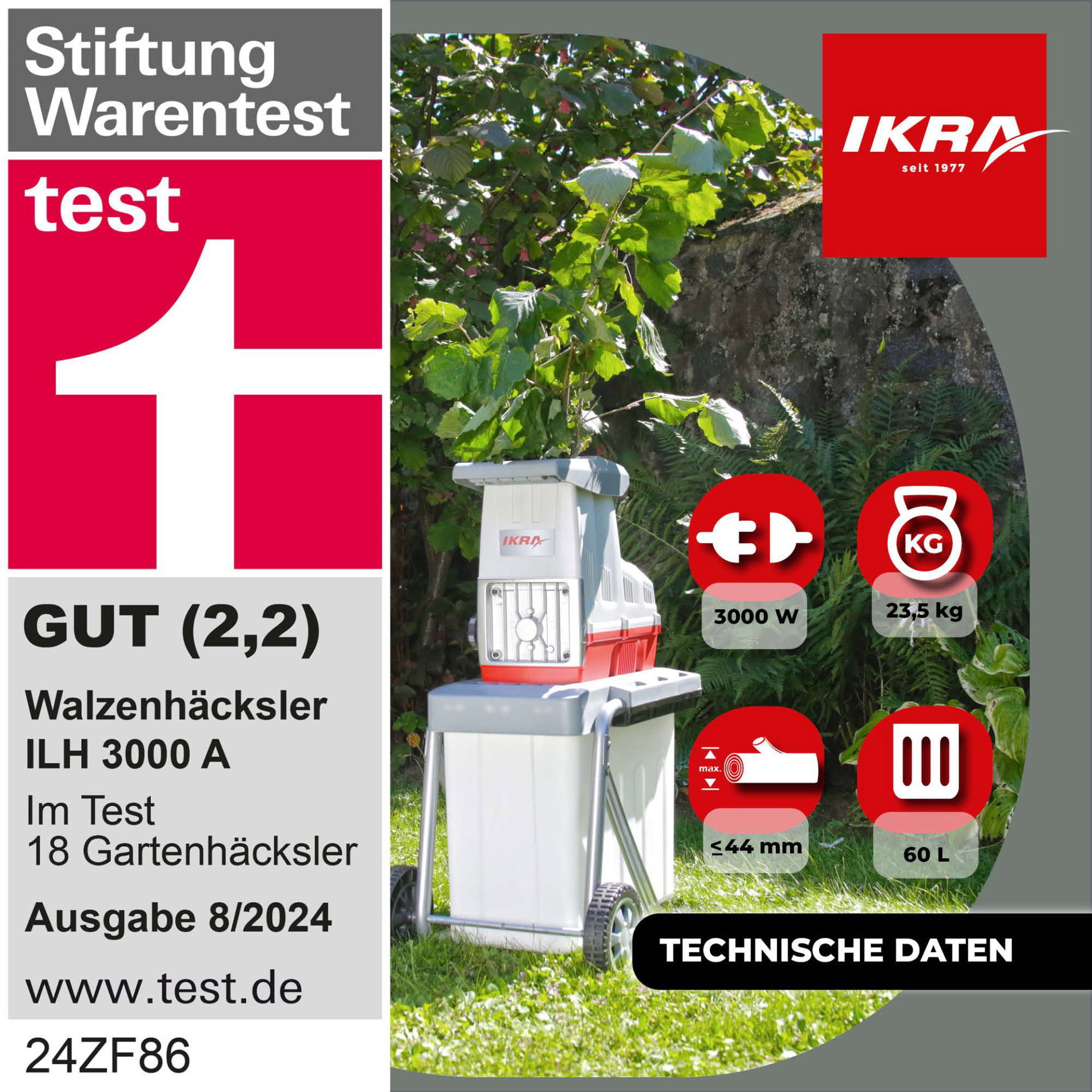 Elektro Leisewalzen Gartenhäcksler ILH 3000 A mit Titanschere & Schutzbrille
