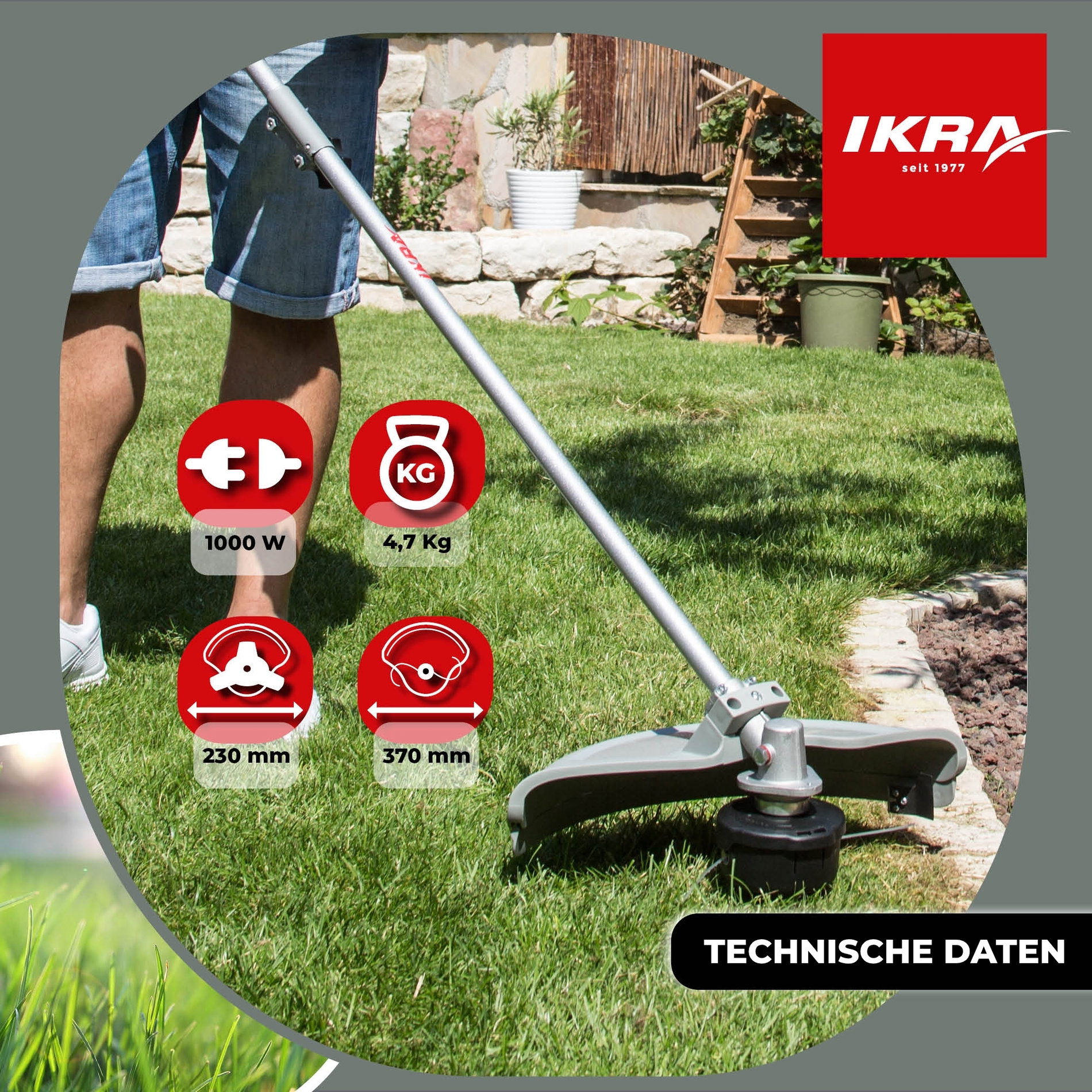 Elektro Sense IES 1000 C  2x Fadenspule & 3-Zahn-Messer & Schutzbrille