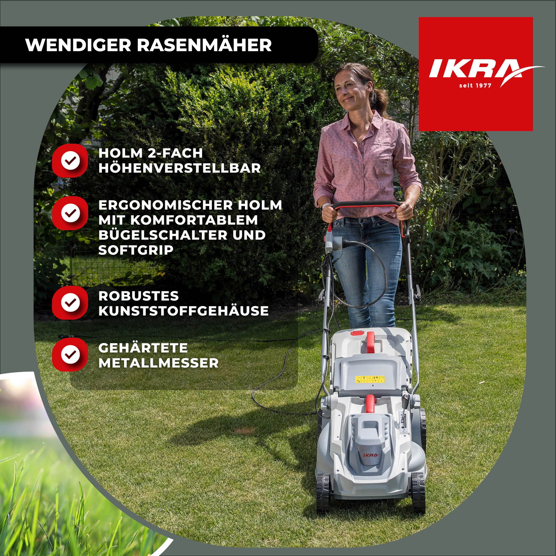 Elektro Rasenmäher IERM 1638-1 ikra inkl. Ersatzmesser 1600 Watt
