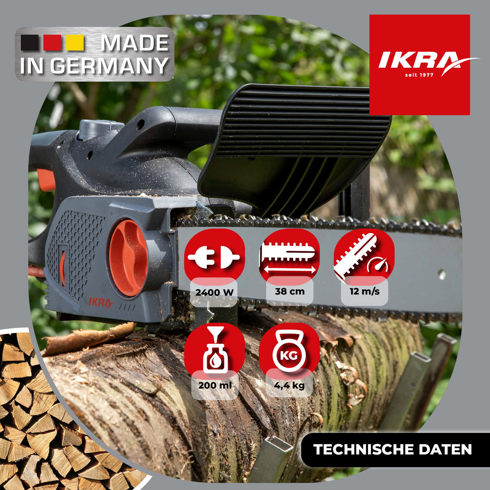 Elektro Kettensäge KSE 2400-40 mit OREGON Markenschwert & Kette