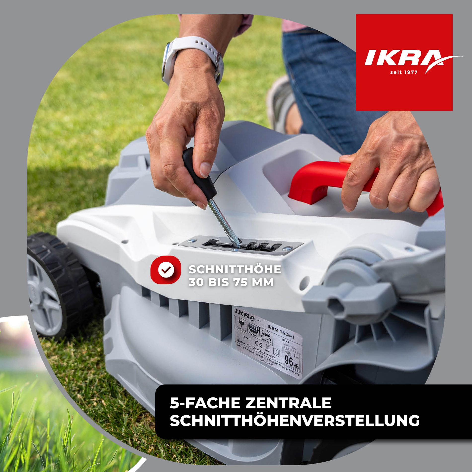 Elektro Rasenmäher IERM 1638-1 ikra inkl. Ersatzmesser 1600 Watt