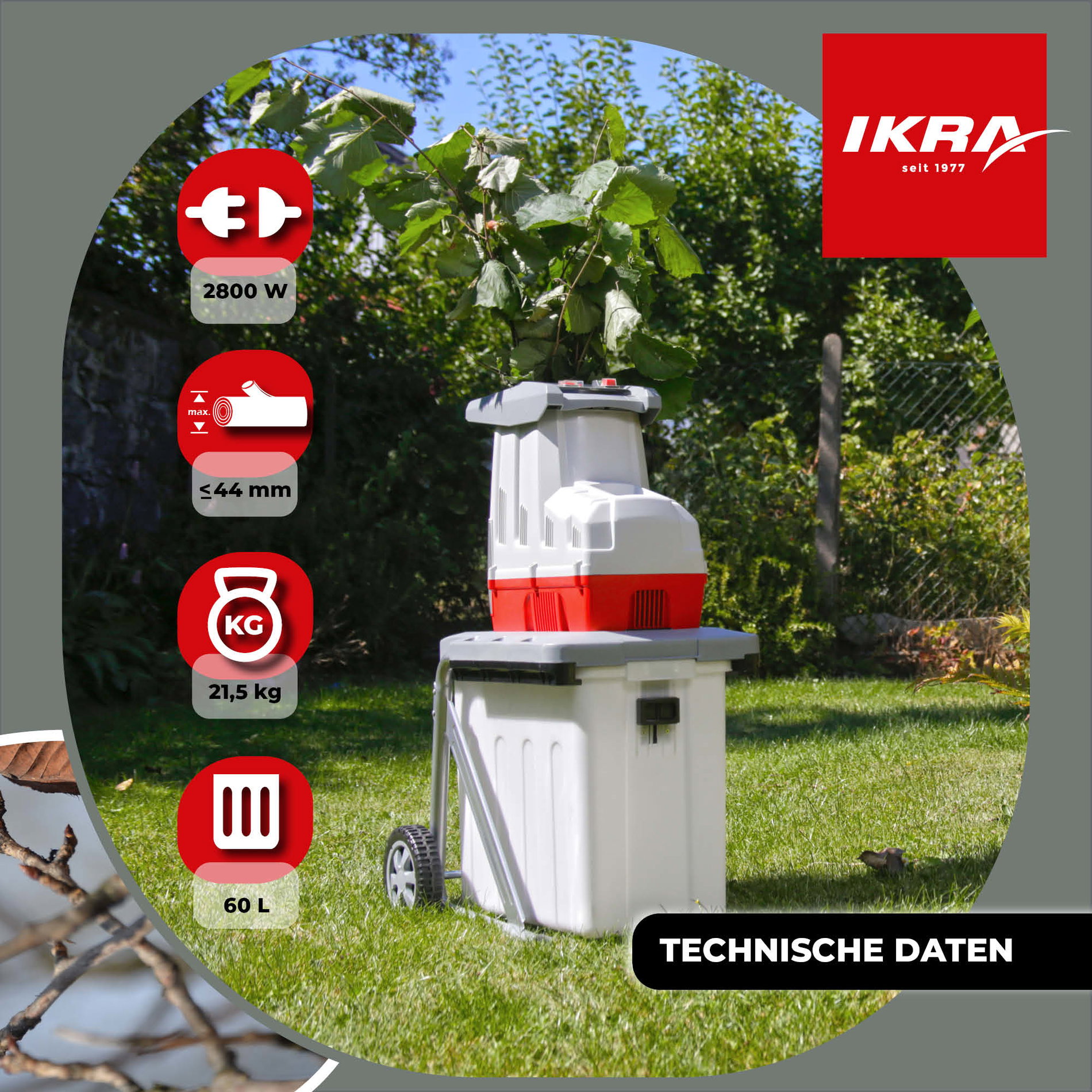 Elektro Leisewalzen Gartenhäcksler ILH 2800 mit Gartenschere