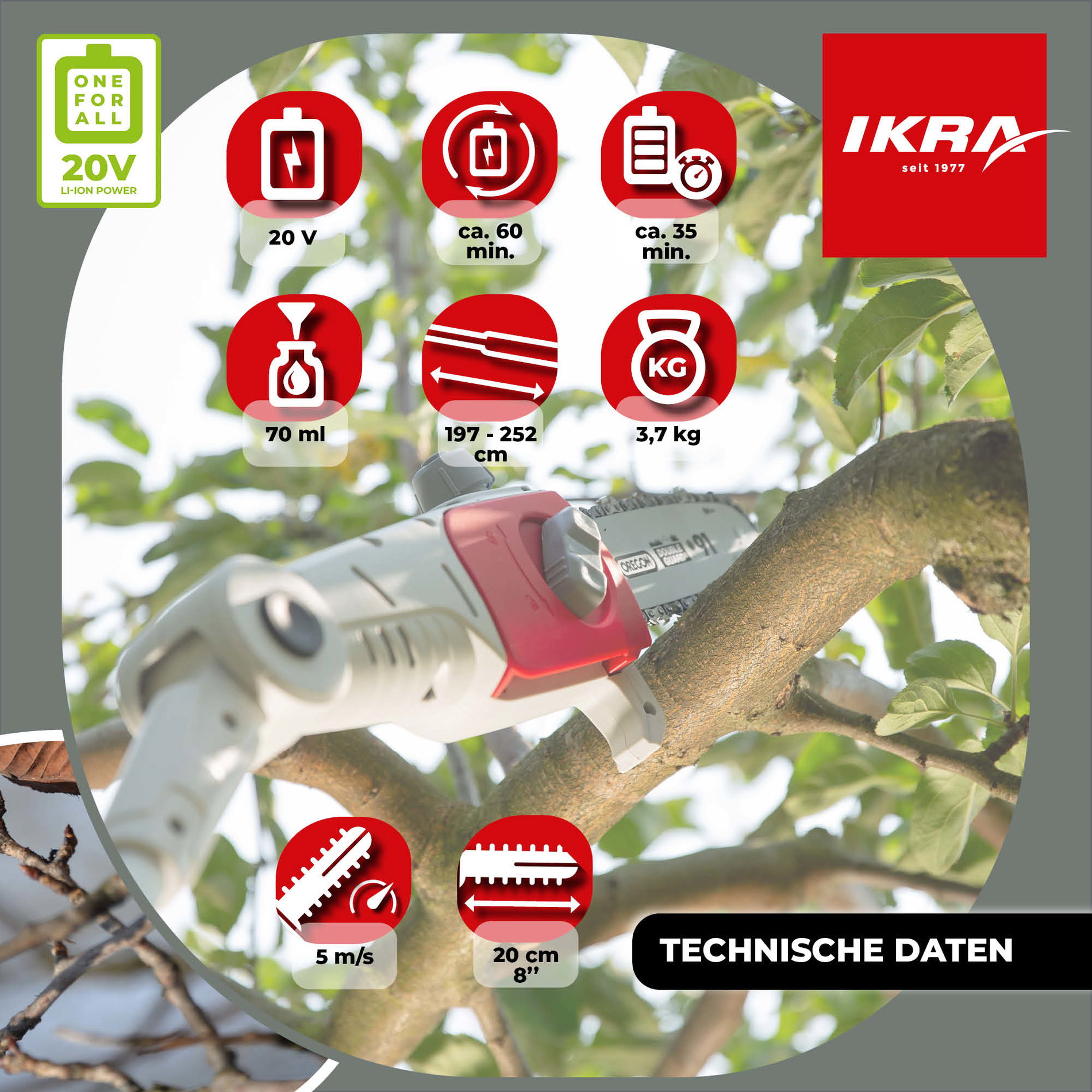 Akku Hochentaster ICPS 2020 mit 2. Akku & Schnelllader