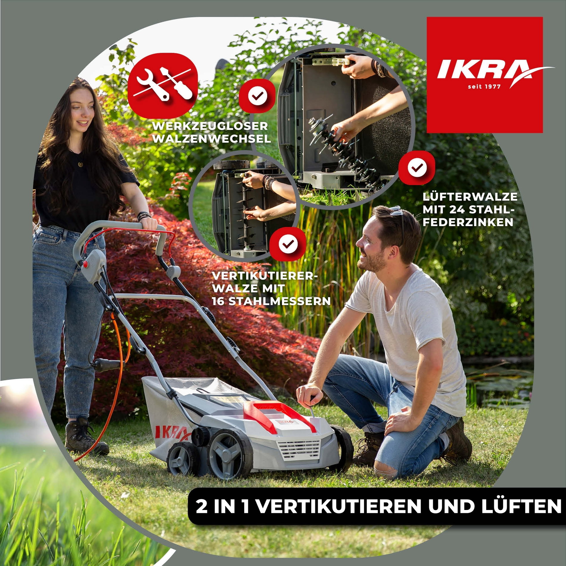Elektro Vertikutierer & Rasenlüfter IEVL 1838 ikra