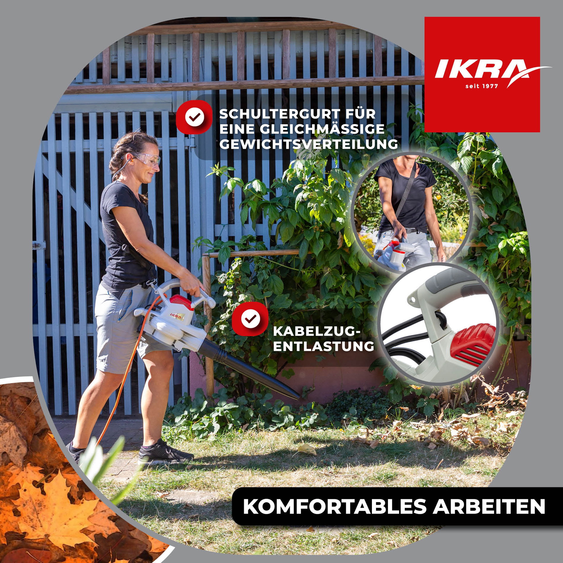 Elektro Laubbläser & Laubsauger & Häcksler IEBV 3200 & Dachrinnenaufsatz &Schultergurt