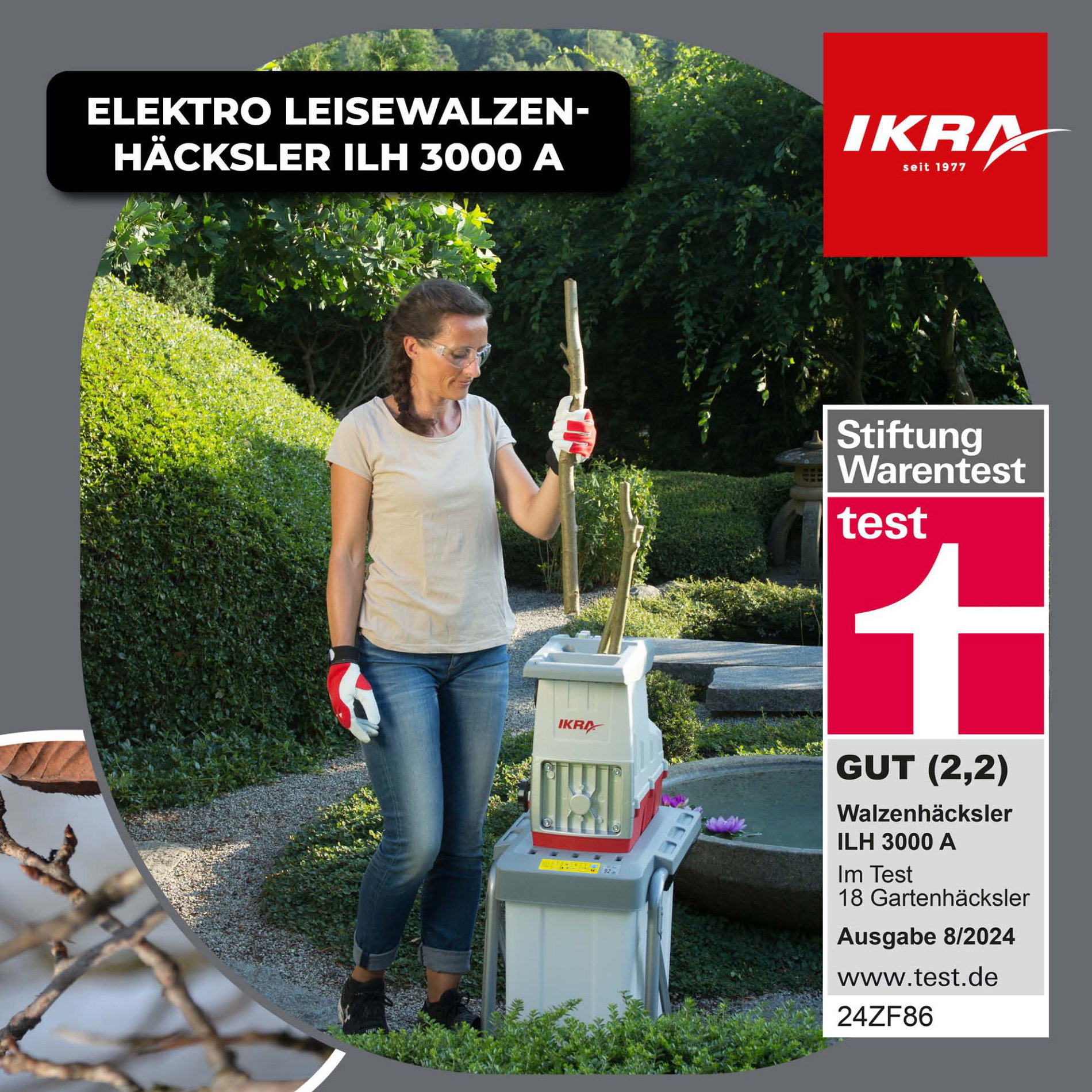 Elektro Leisewalzen Gartenhäcksler ILH 3000 A mit Titanschere & Schutzbrille