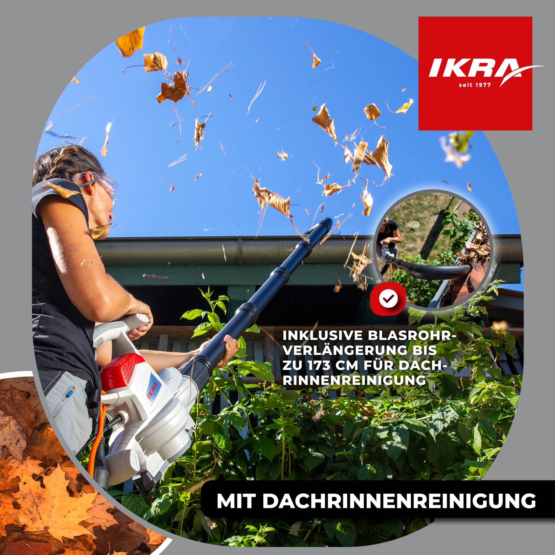 Elektro Laubbläser & Laubsauger & Häcksler IEBV 3200 & Dachrinnenaufsatz &Schultergurt