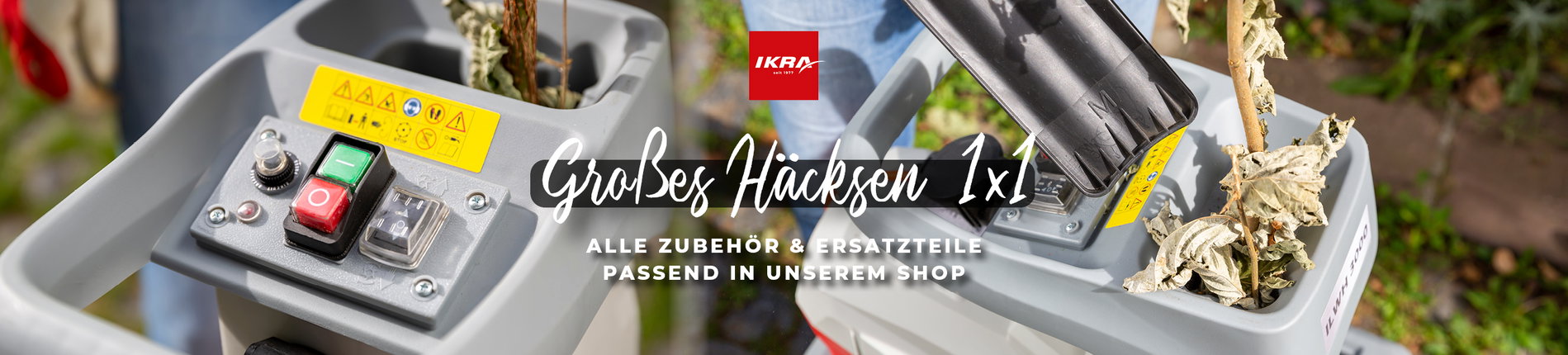 Banner zeigt den Häcksler von oben in Betrieb