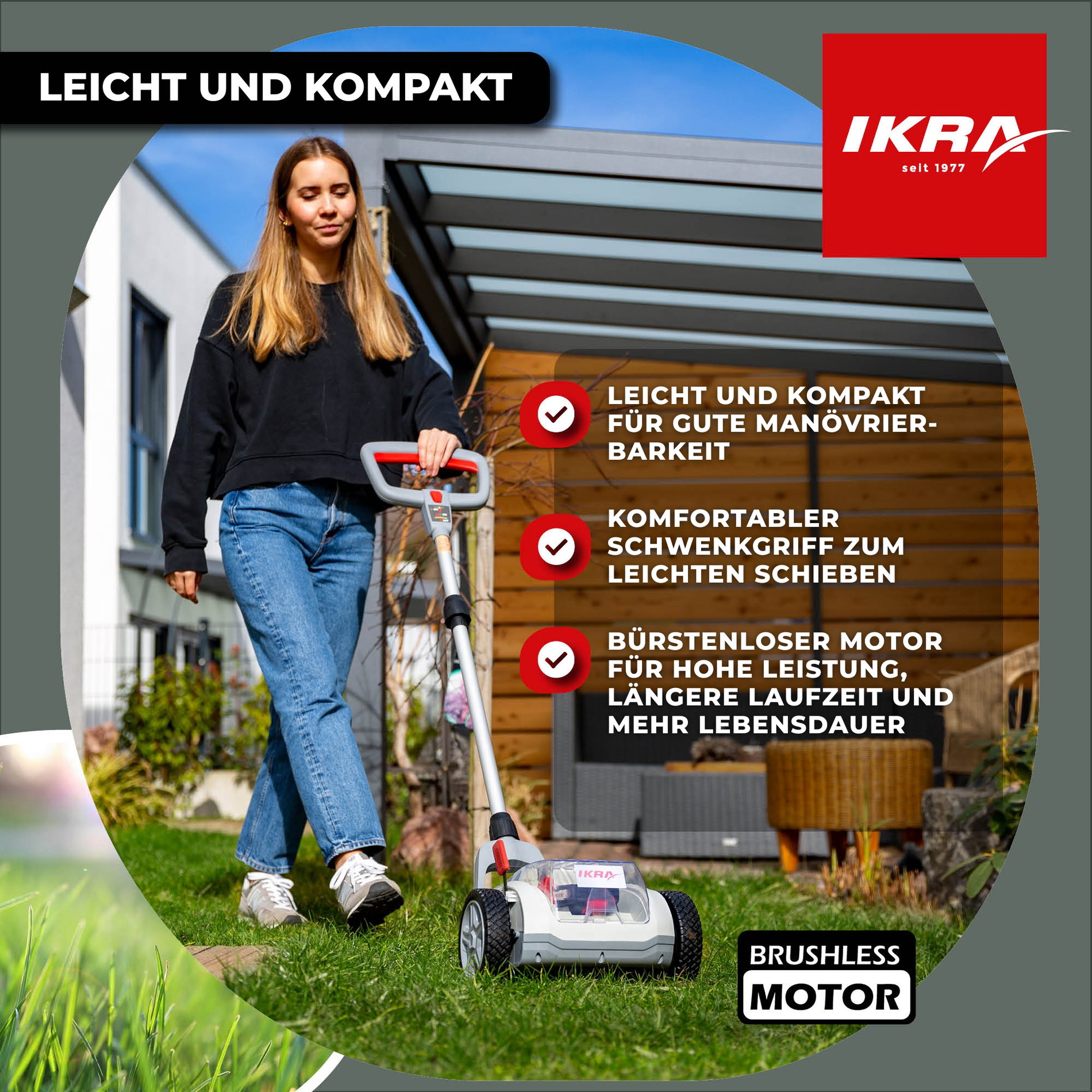 Akku Einhandrasenmäher ICHM 20 Akku 20 Volt Ladegerät