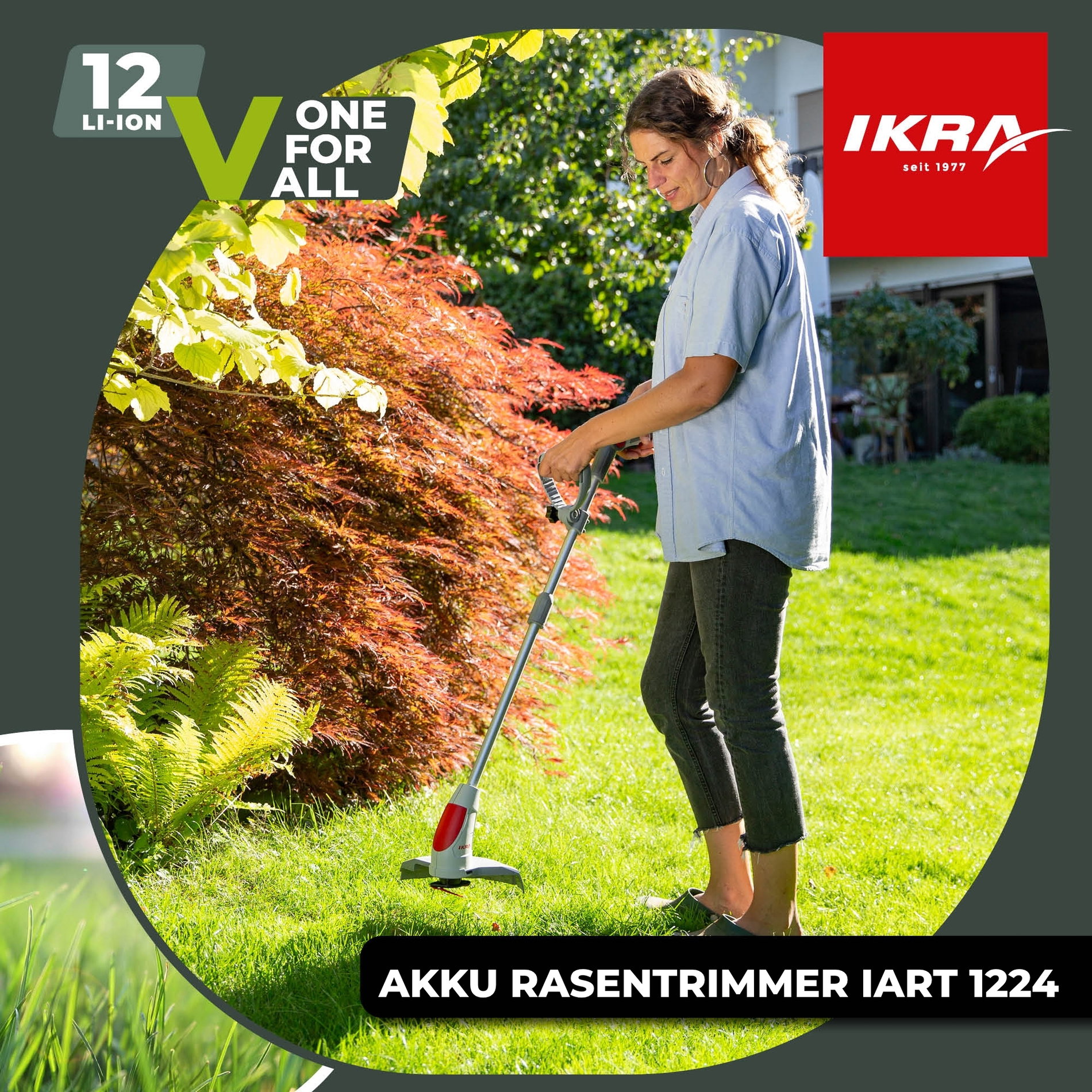 Akku Rasentrimmer IART 1224 mit Akku 12V & Ladegerät & 20 Messer