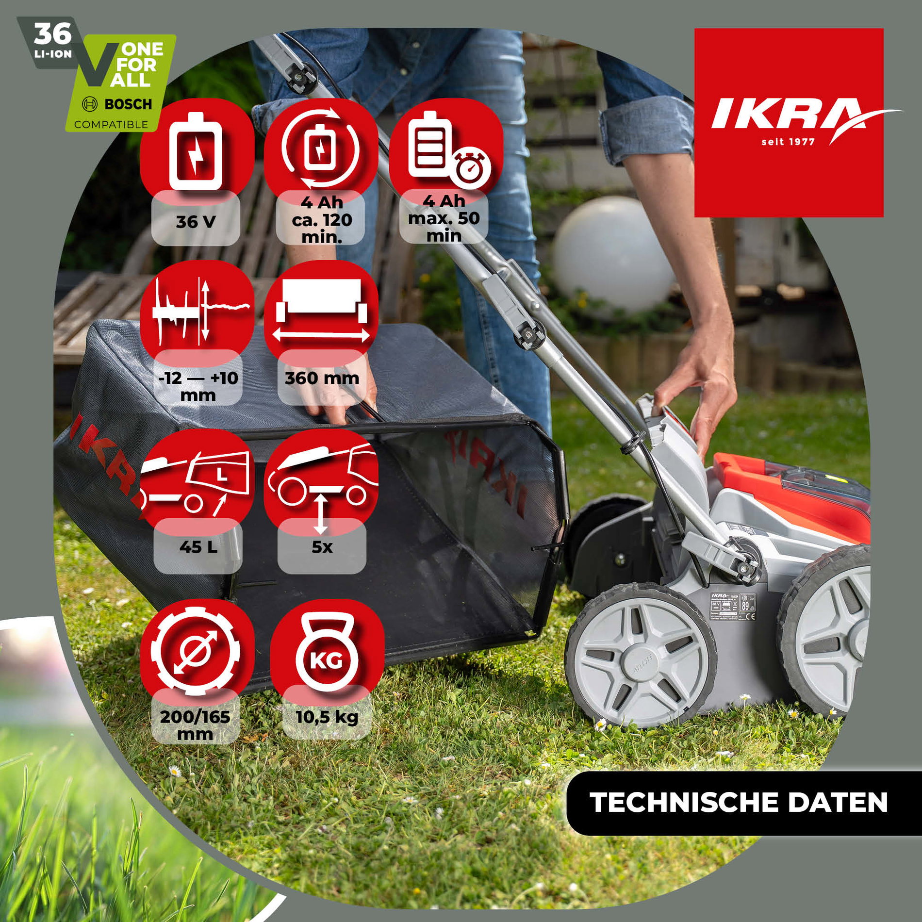 Akku Vertikutierer & Lüfter IB-SR 36 IKRA BOSCH
