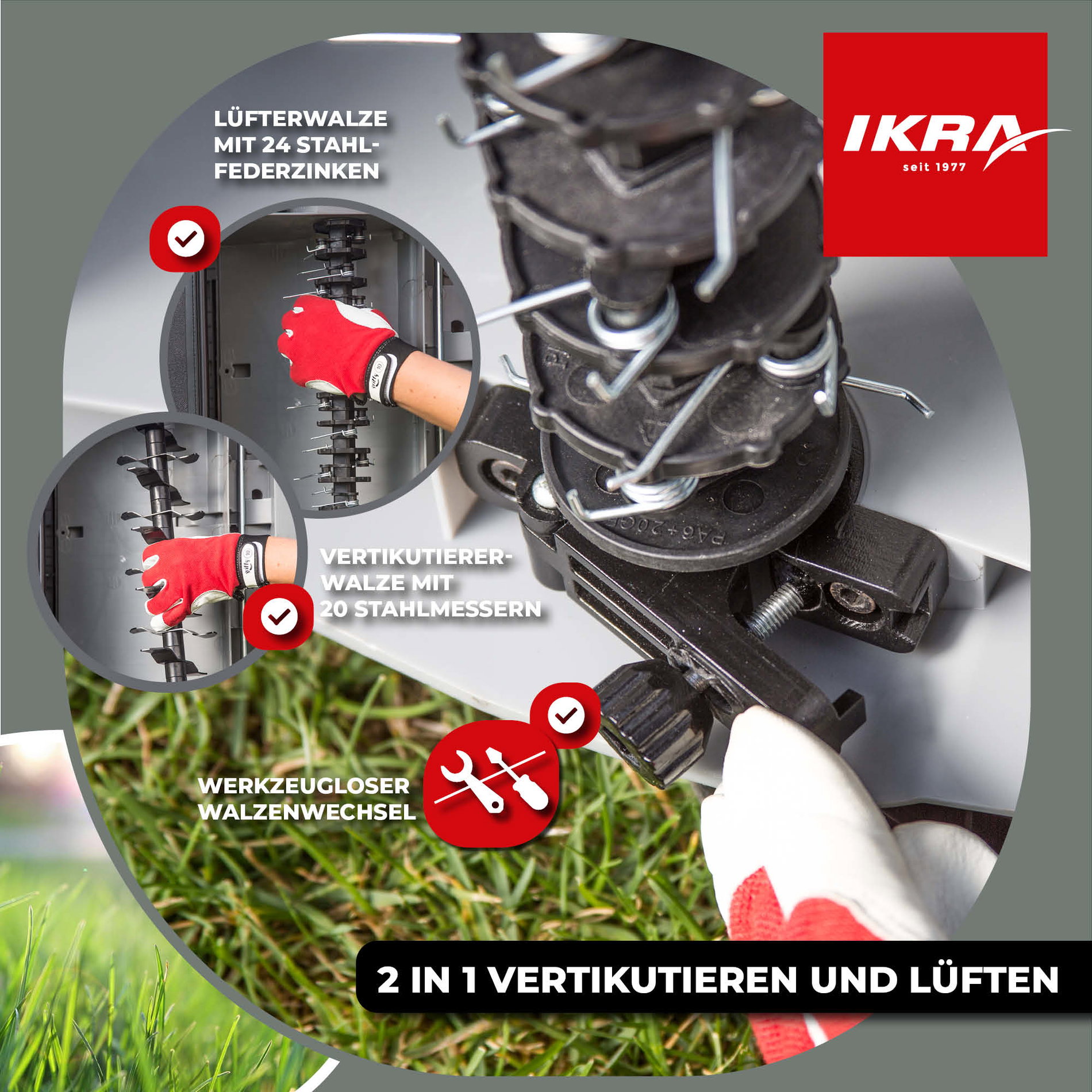 Elektro 2in1 Vertikutierer & Lüfter IEVL 1840 ikra inkl. Unkrautstecher