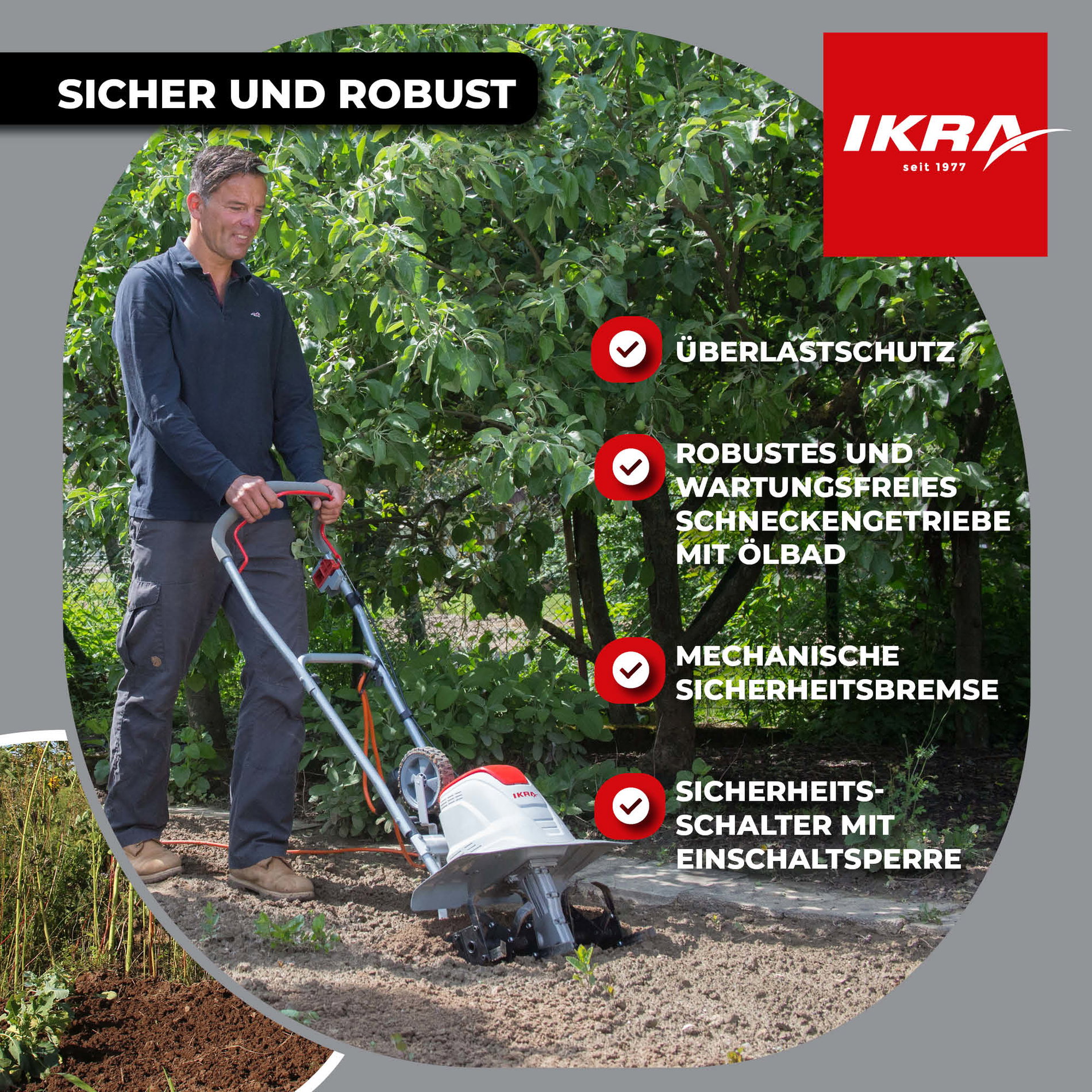 Elektro Bodenhacke Kultivator FEM 1500 mit Häufelpflug