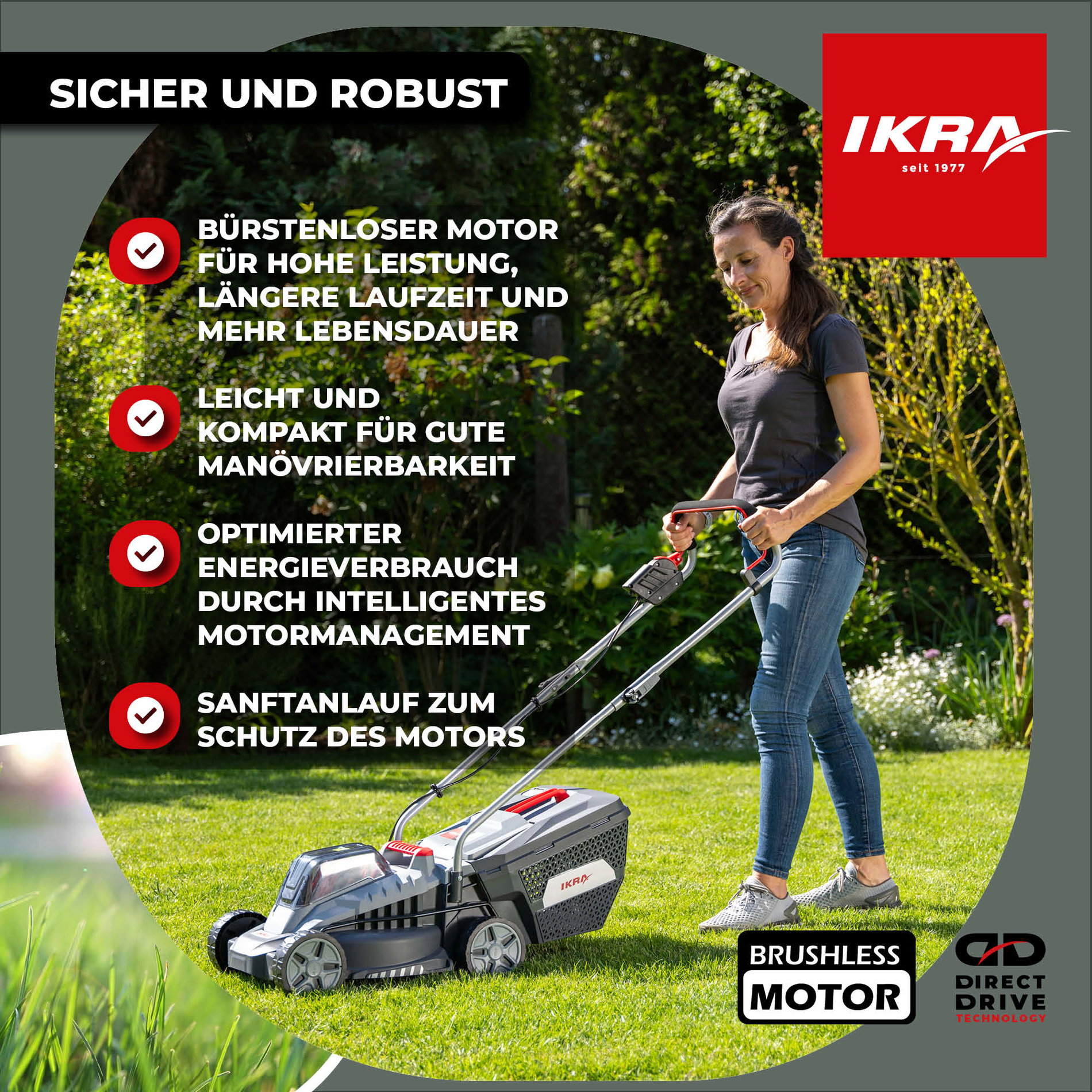 Akku Rasenmäher IB-LM 33 ikra Bosch mit 36V 2Ah Akku & Standardlader