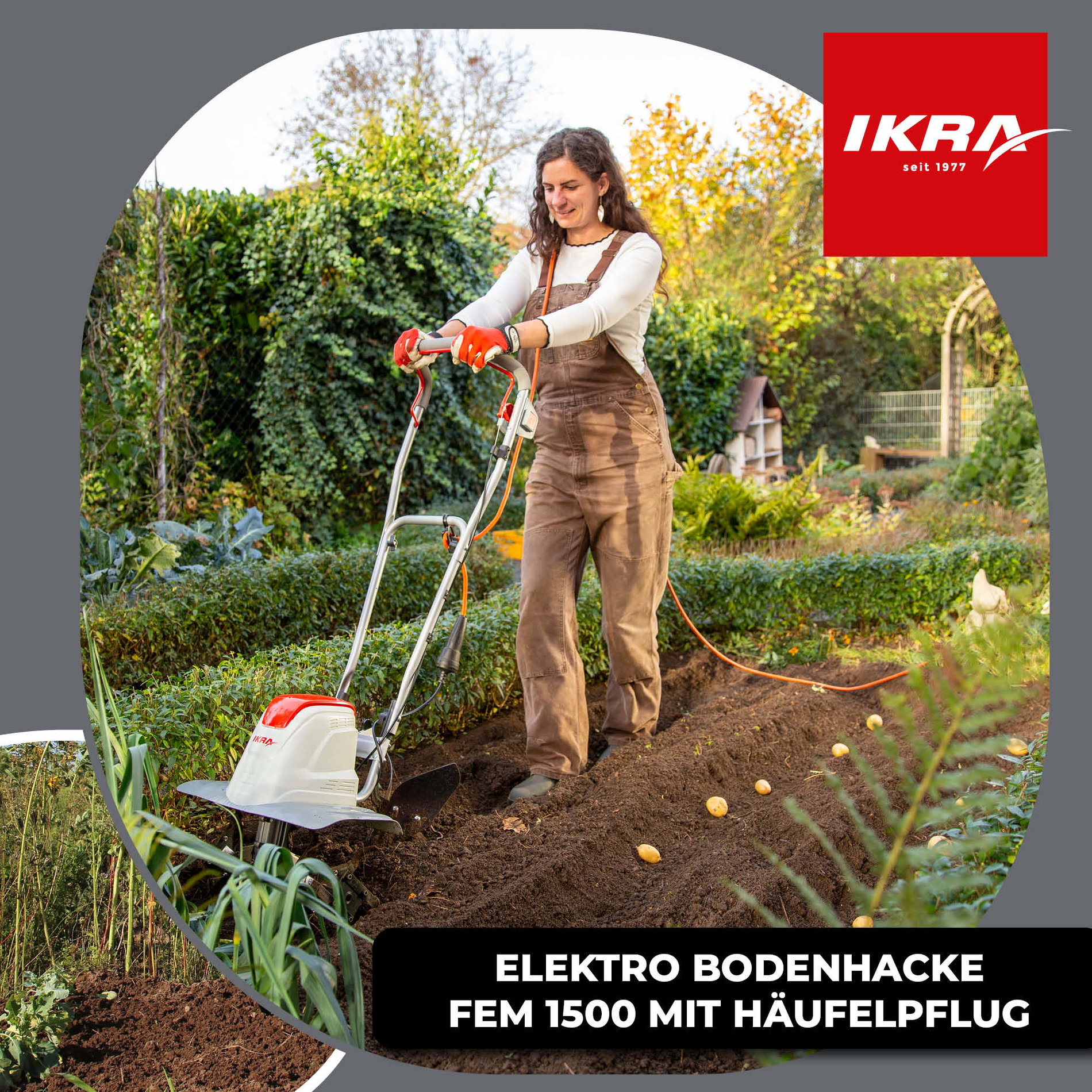 Elektro Bodenhacke Kultivator FEM 1500 mit Häufelpflug