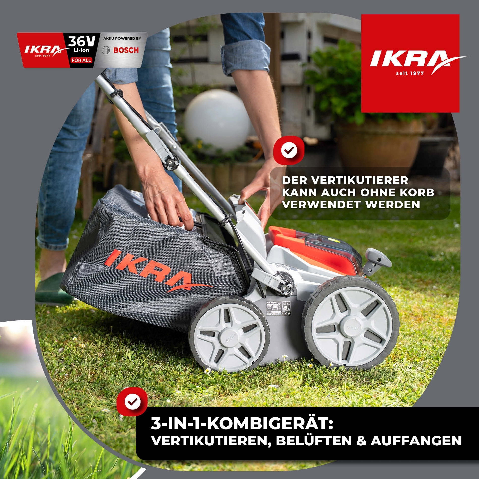 Akku Vertikutierer & Lüfter IB-SR 36 IKRA BOSCH