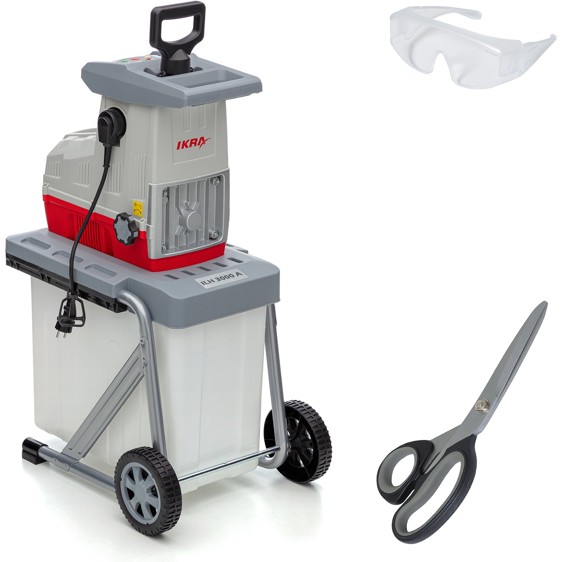 Elektro Leisewalzen Gartenhäcksler ILH 3000 A mit Titanschere & Schutzbrille