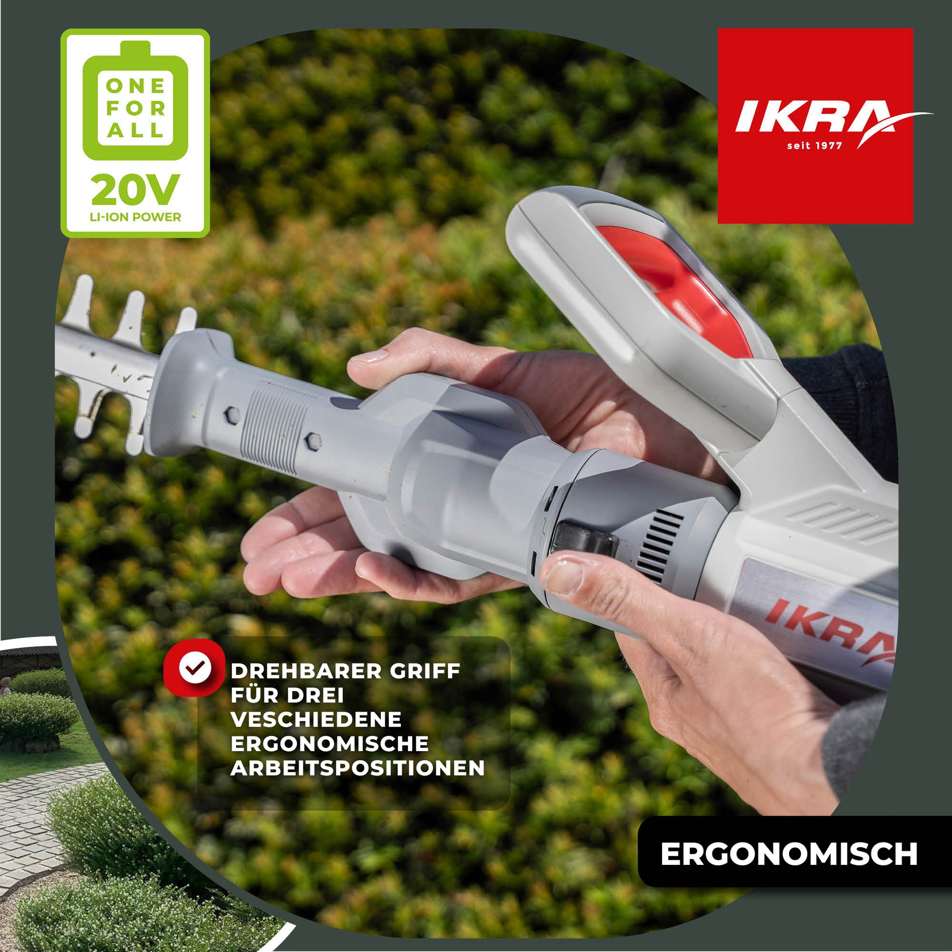 Akku Teleskop Heckenschere ICPH 2050 inkl. 2x Akku & Schnell-Ladegerät & Schultergurt