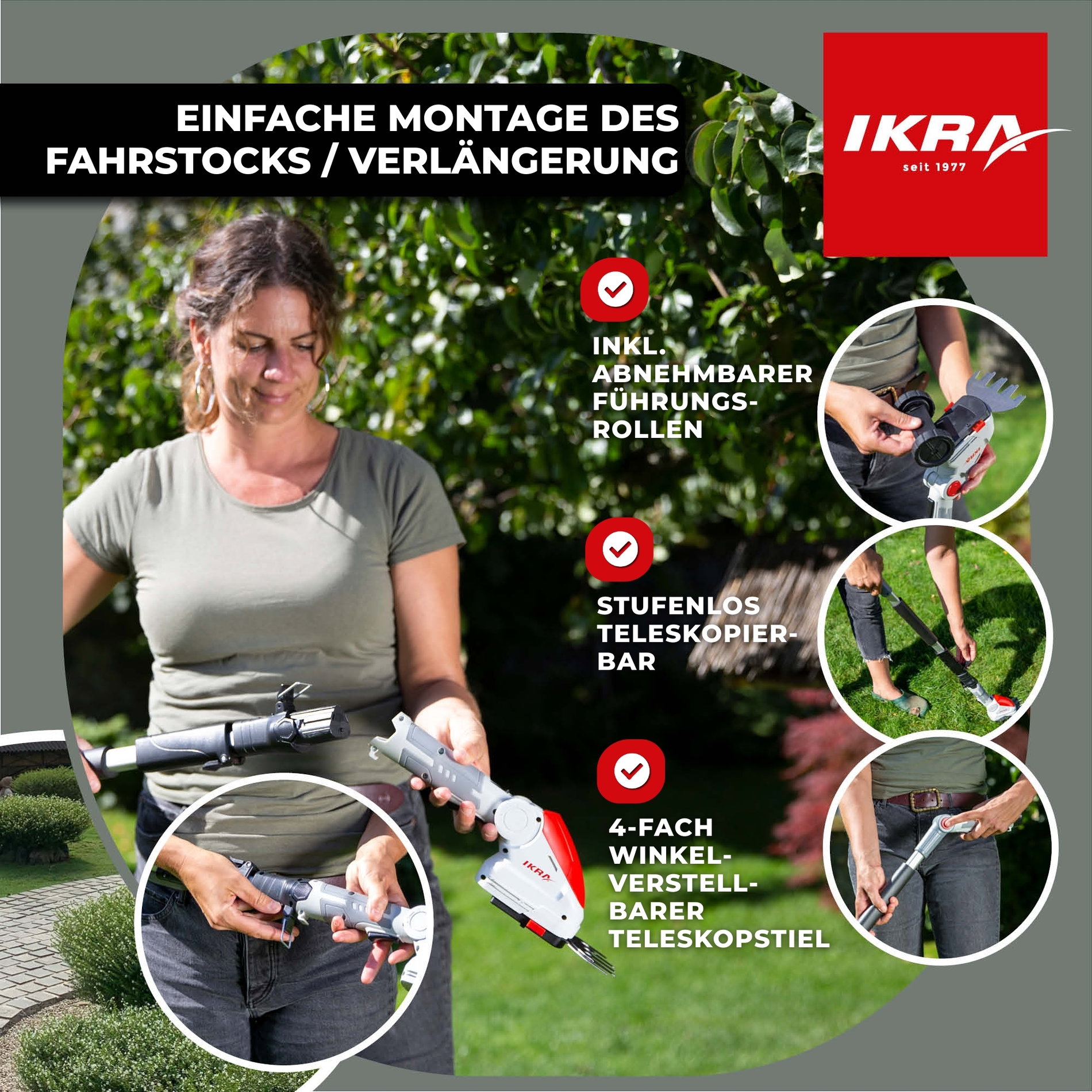 Akku 2in1 Gras & Strauchschere IGBS 1210 F inkl. Fahrstock