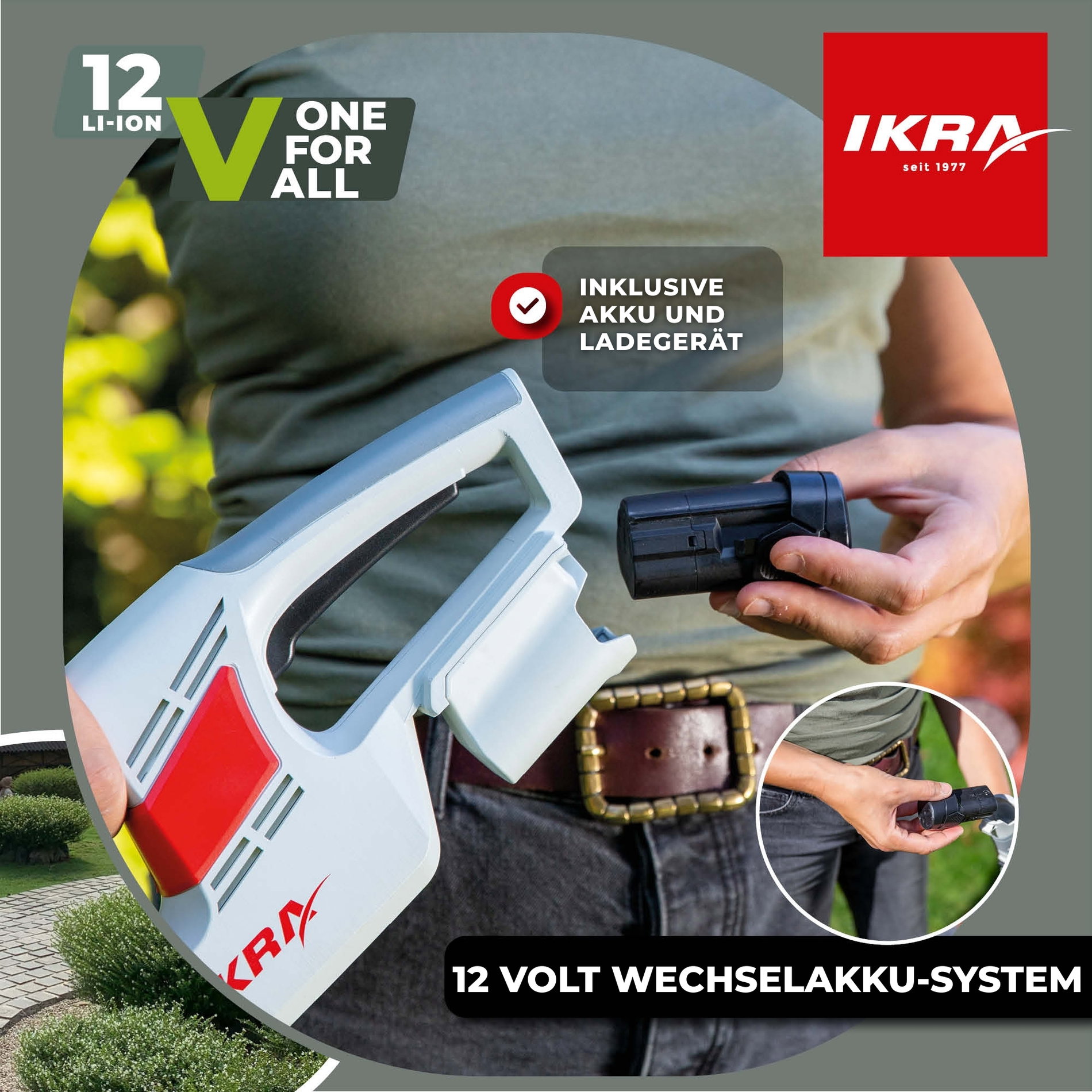 Akku Heckenschere IAHS 1240 12 Volt & Akku 2,5 Ah & Ladegerät & Messerschutz