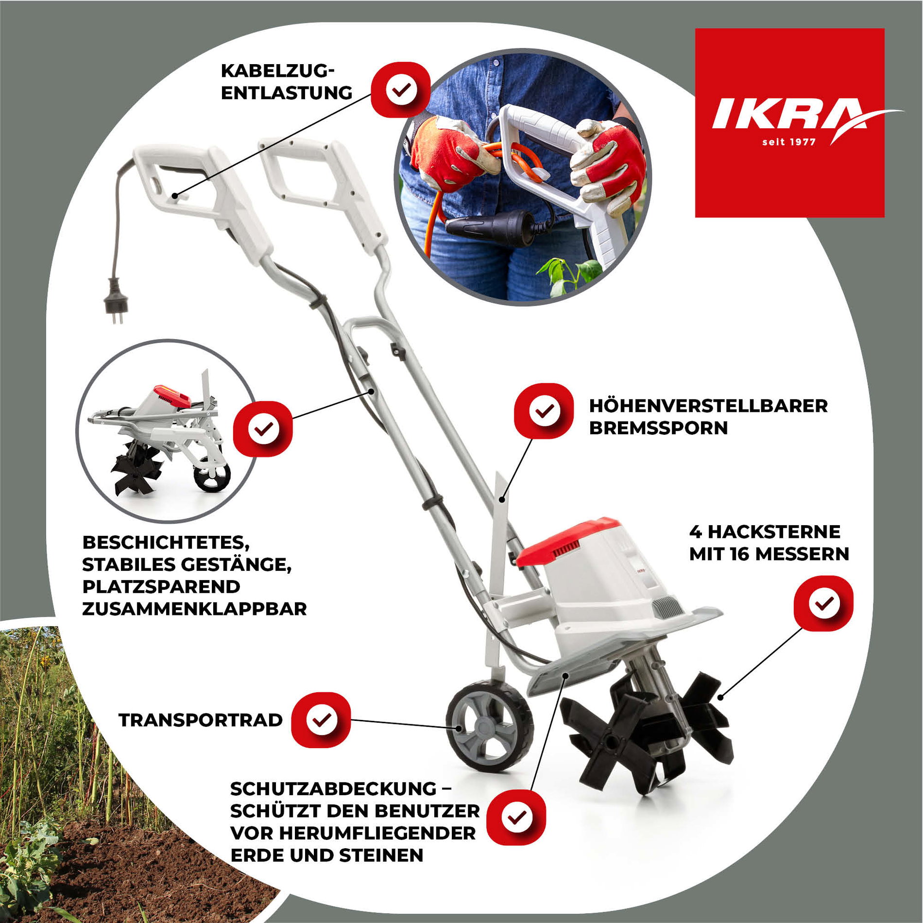 Elektro Bodenhacke Kultivator IET 1030