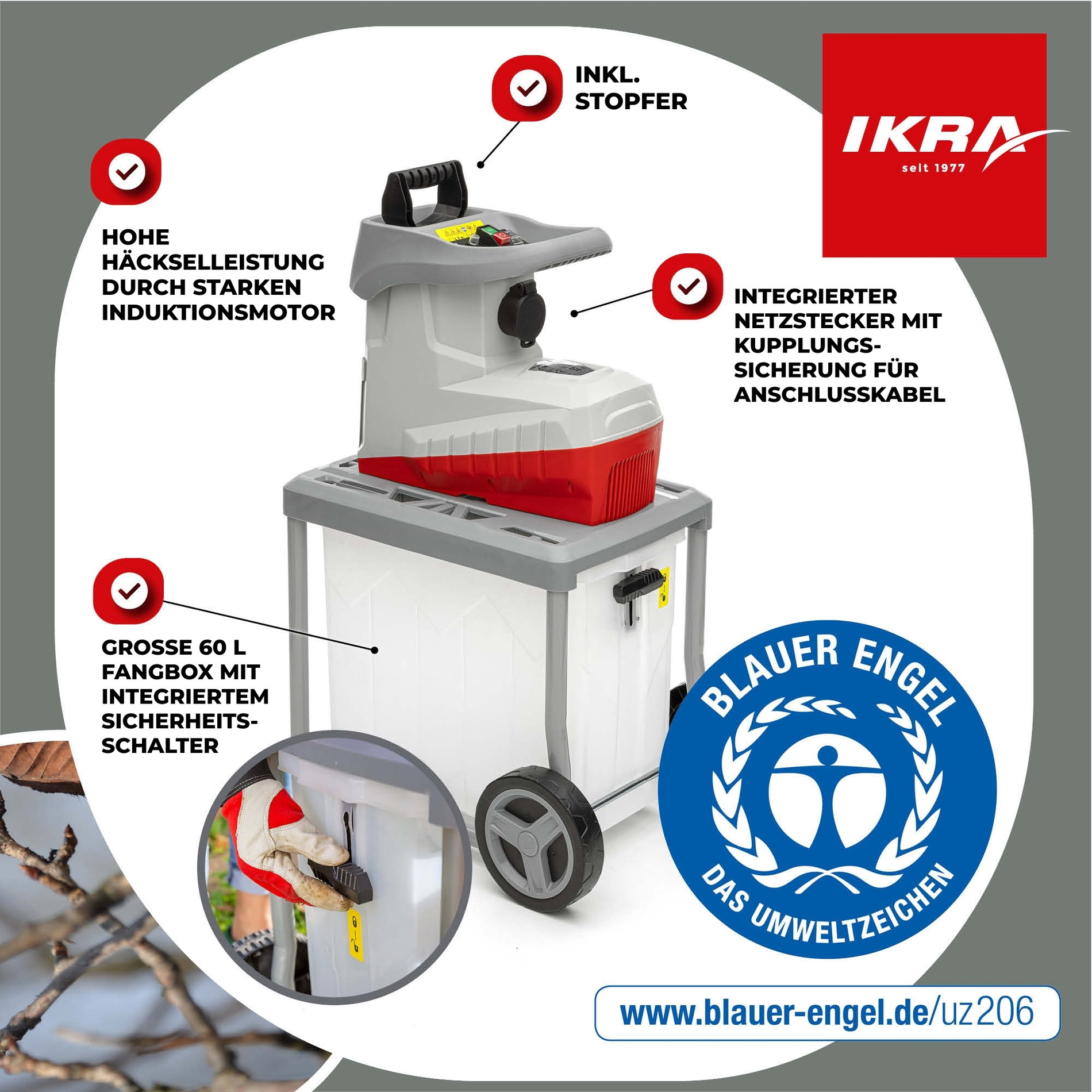 Elektro Leisewalzen Gartenhäcksler ILWH 3000