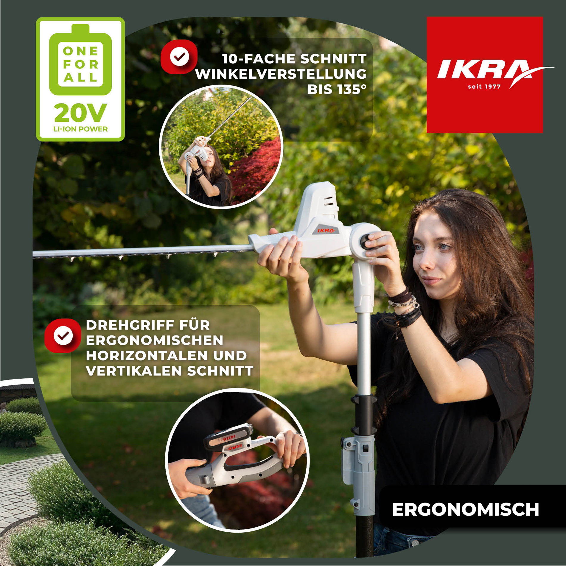 Akku Teleskop Heckenschere ICPH 2040 inkl. Akku & Lader & Schultergurt