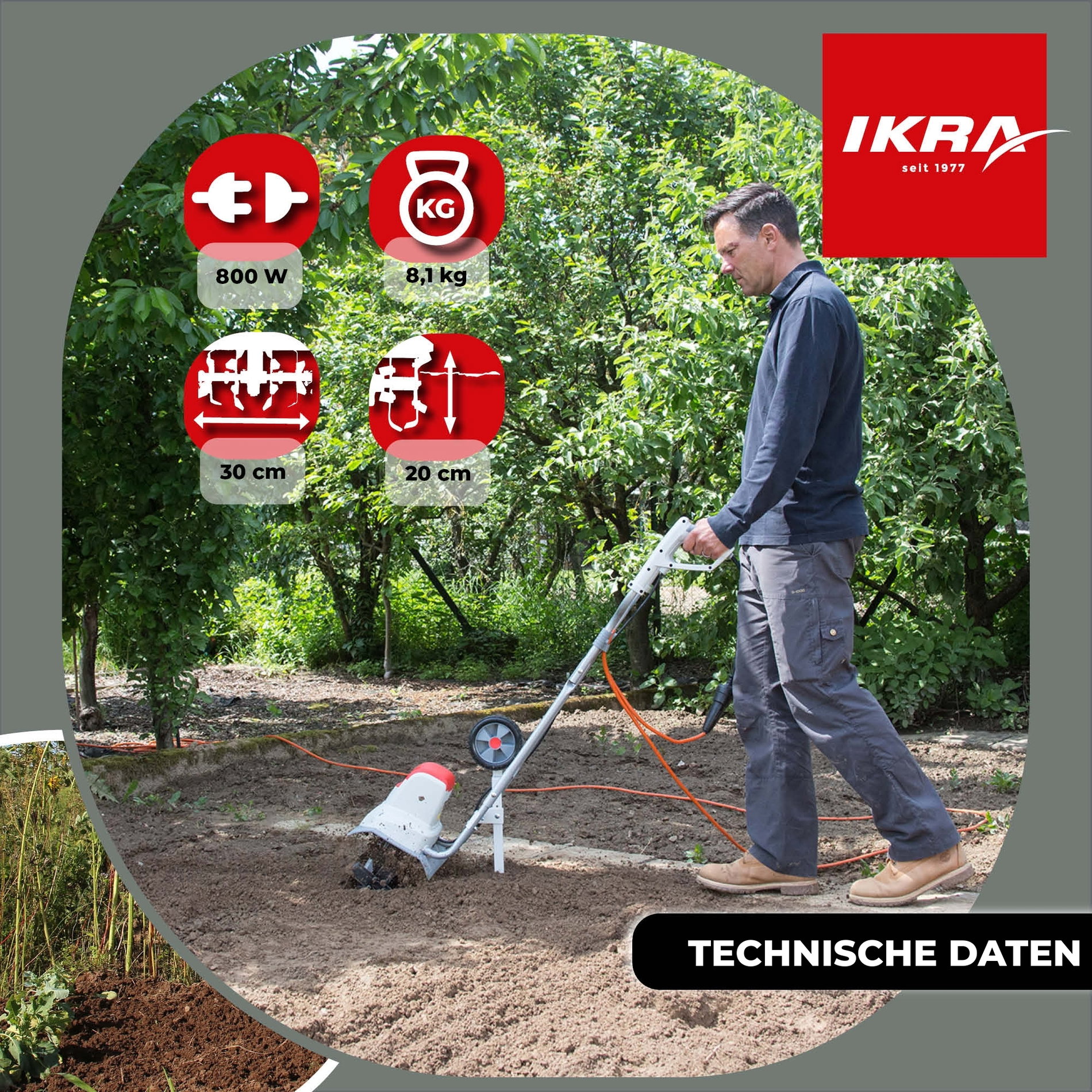 Elektro Bodenhacke Kultivator IEM 800 S