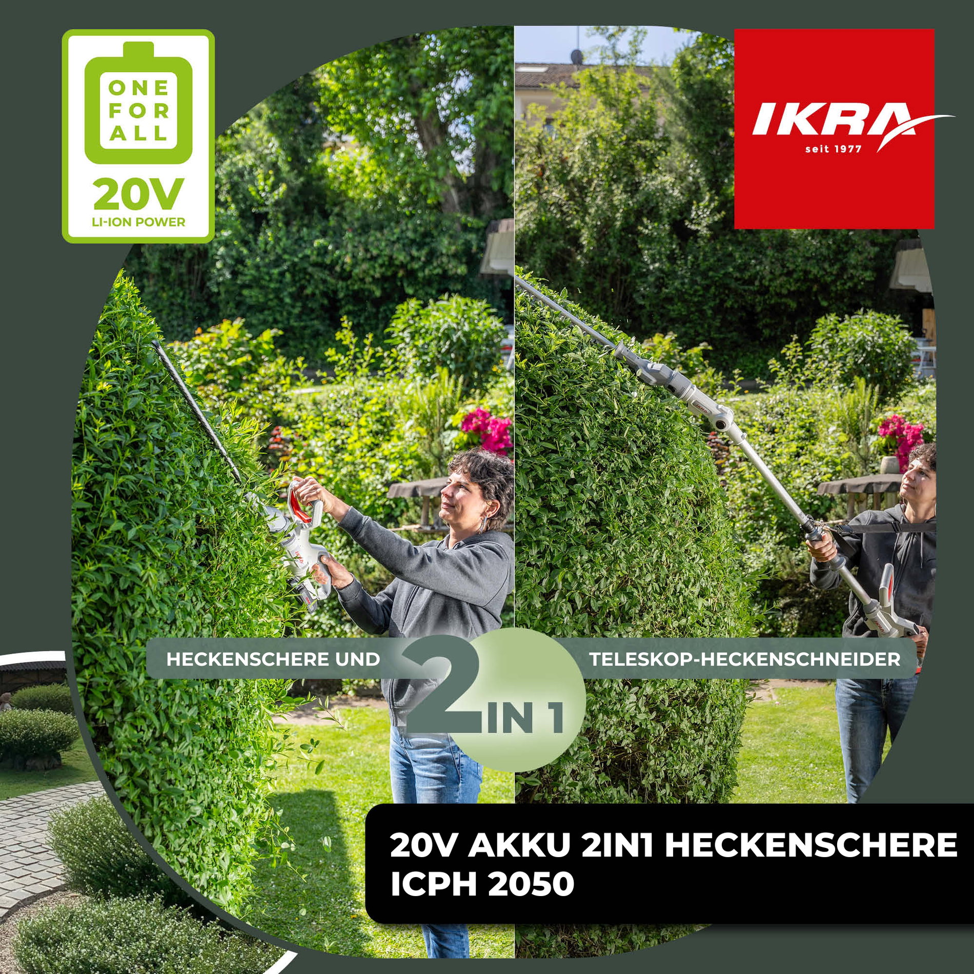 Akku Teleskop Heckenschere ICPH 2050 inkl. Akku & Ladegerät & Schultergurt