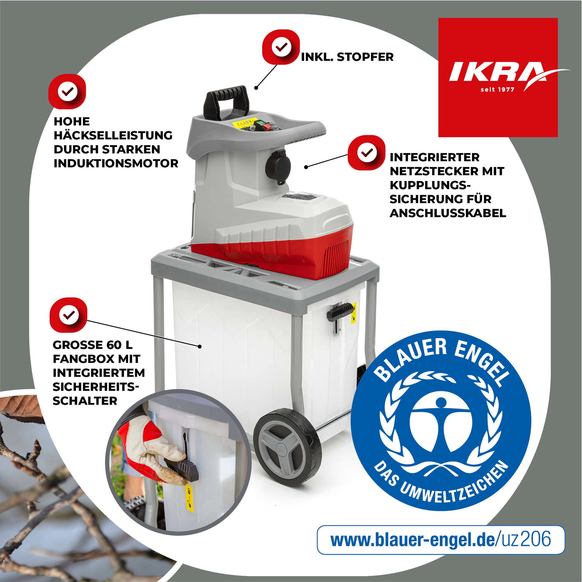 Elektro Leisewalzen Gartenhäcksler ILWH 3000