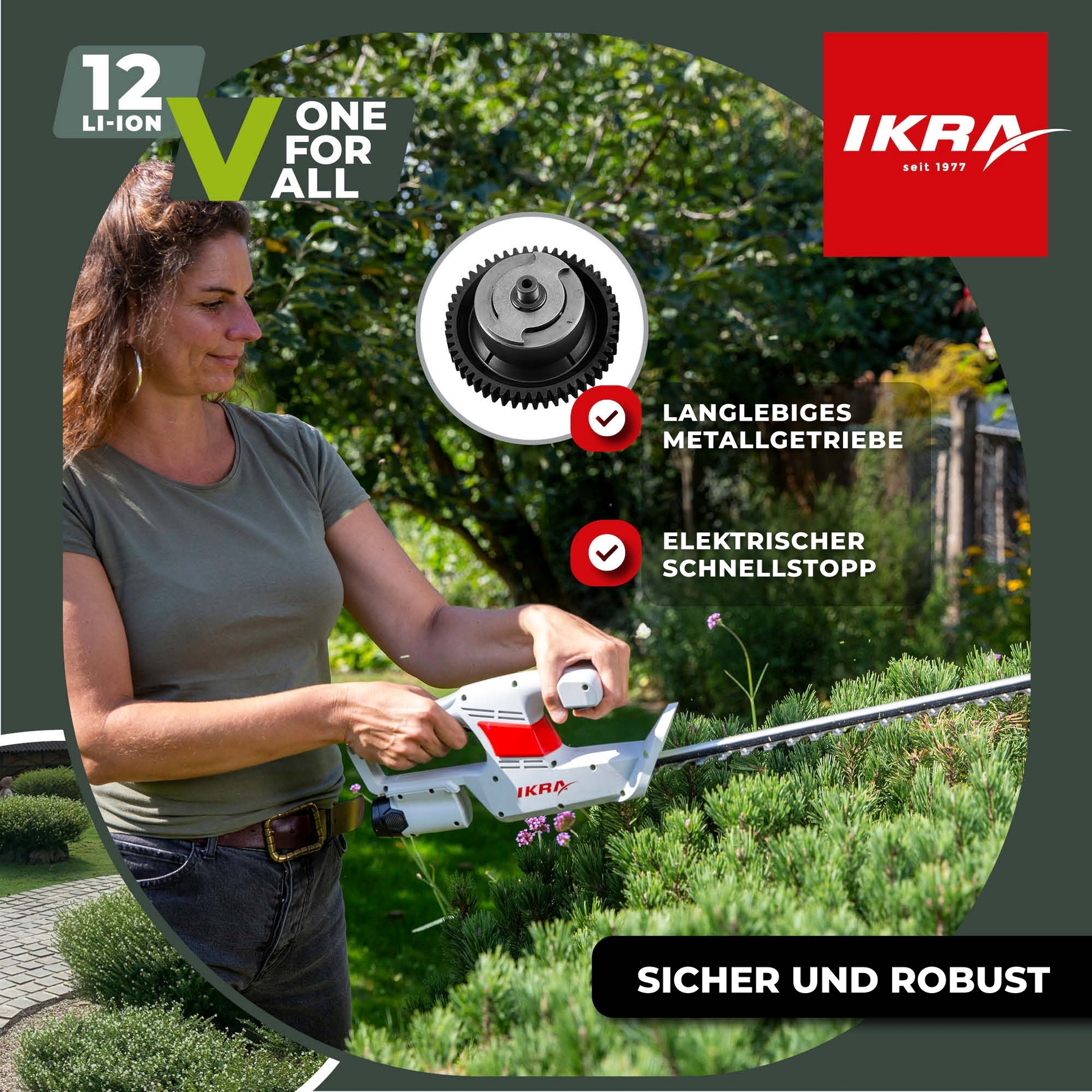 Akku Heckenschere IAHS 1240 12 Volt & Akku 2,5 Ah & Ladegerät & Messerschutz
