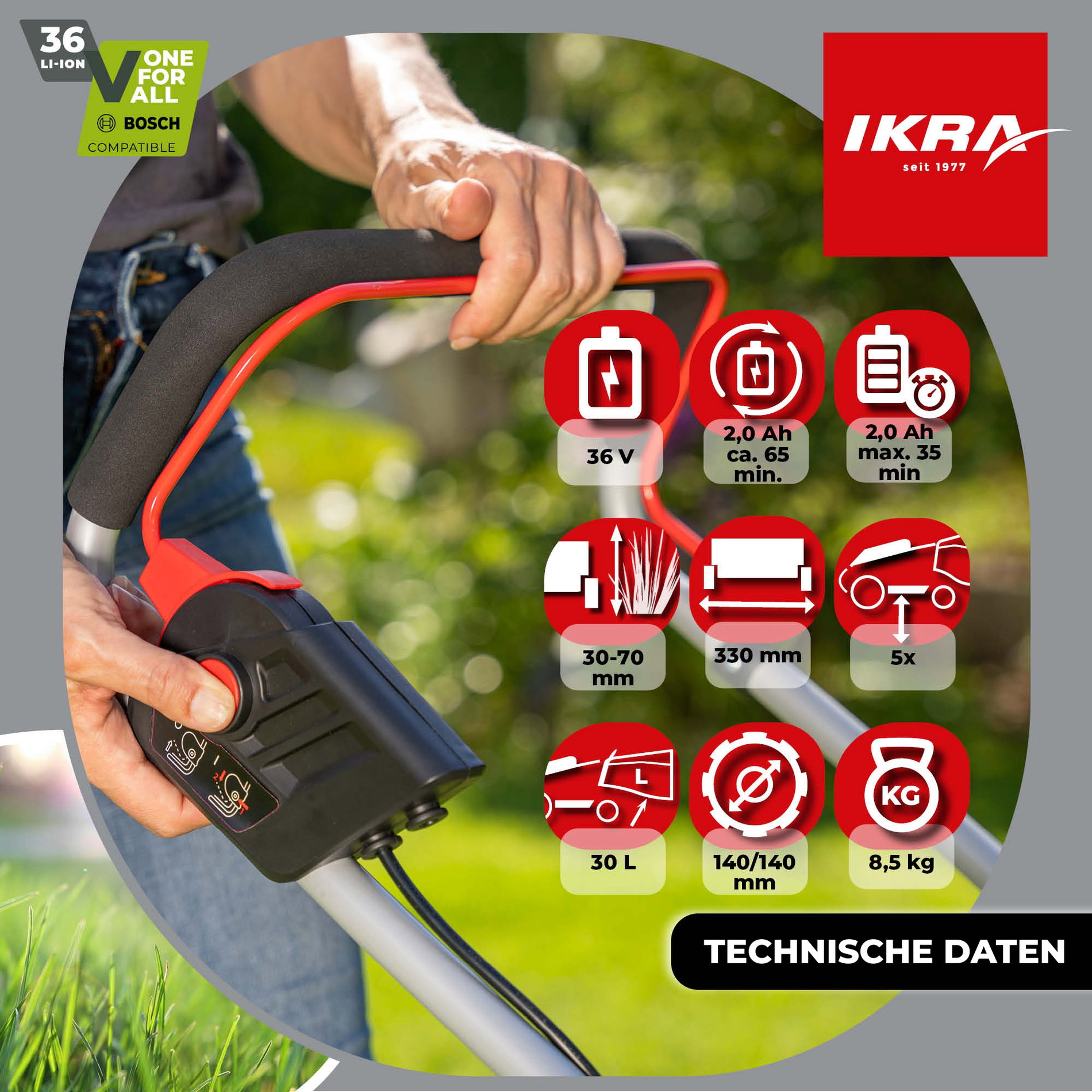 Akku Rasenmäher IB-LM 33 ikra Bosch