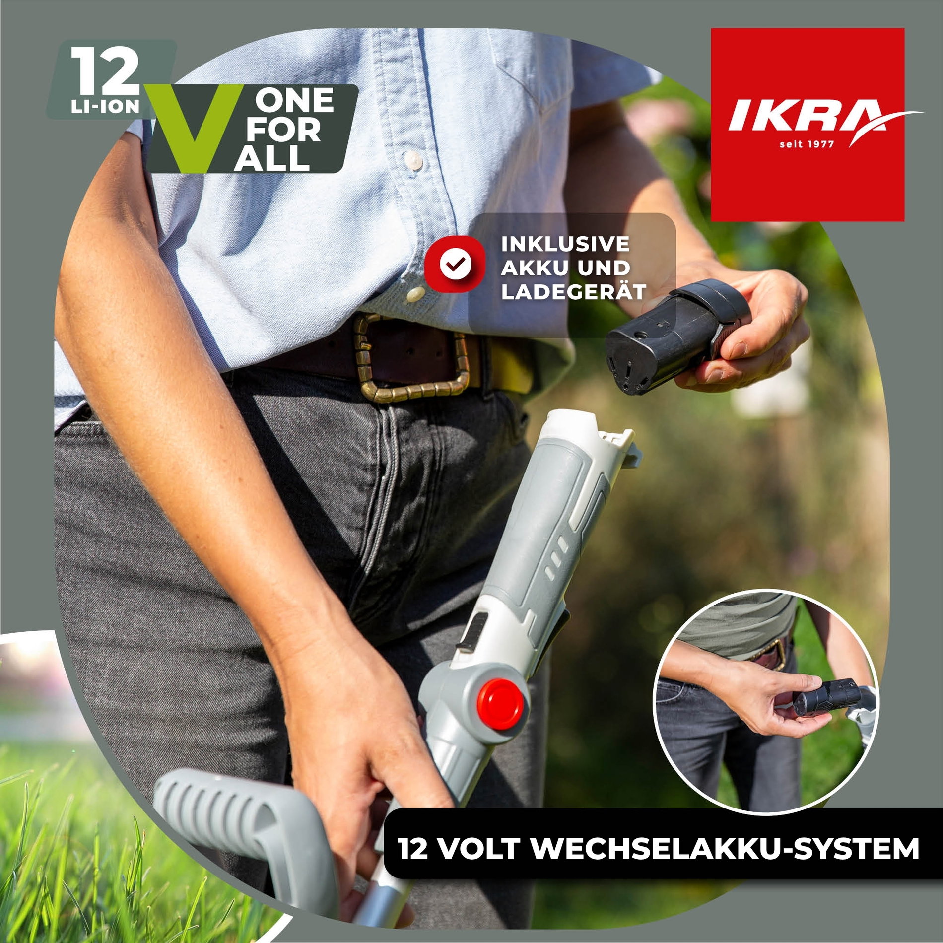 Akku Rasentrimmer IART 1224 mit Akku 12V & Ladegerät & 20 Messer