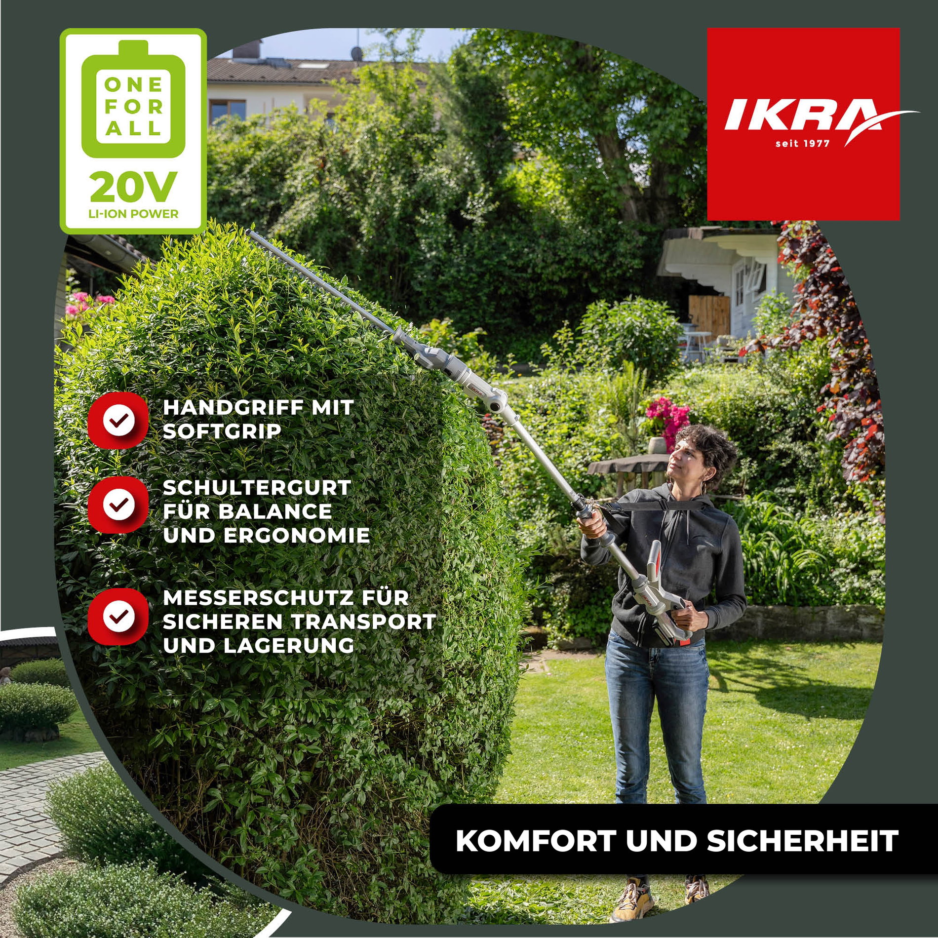 Akku Teleskop Heckenschere ICPH 2050 inkl. Akku & Ladegerät & Schultergurt