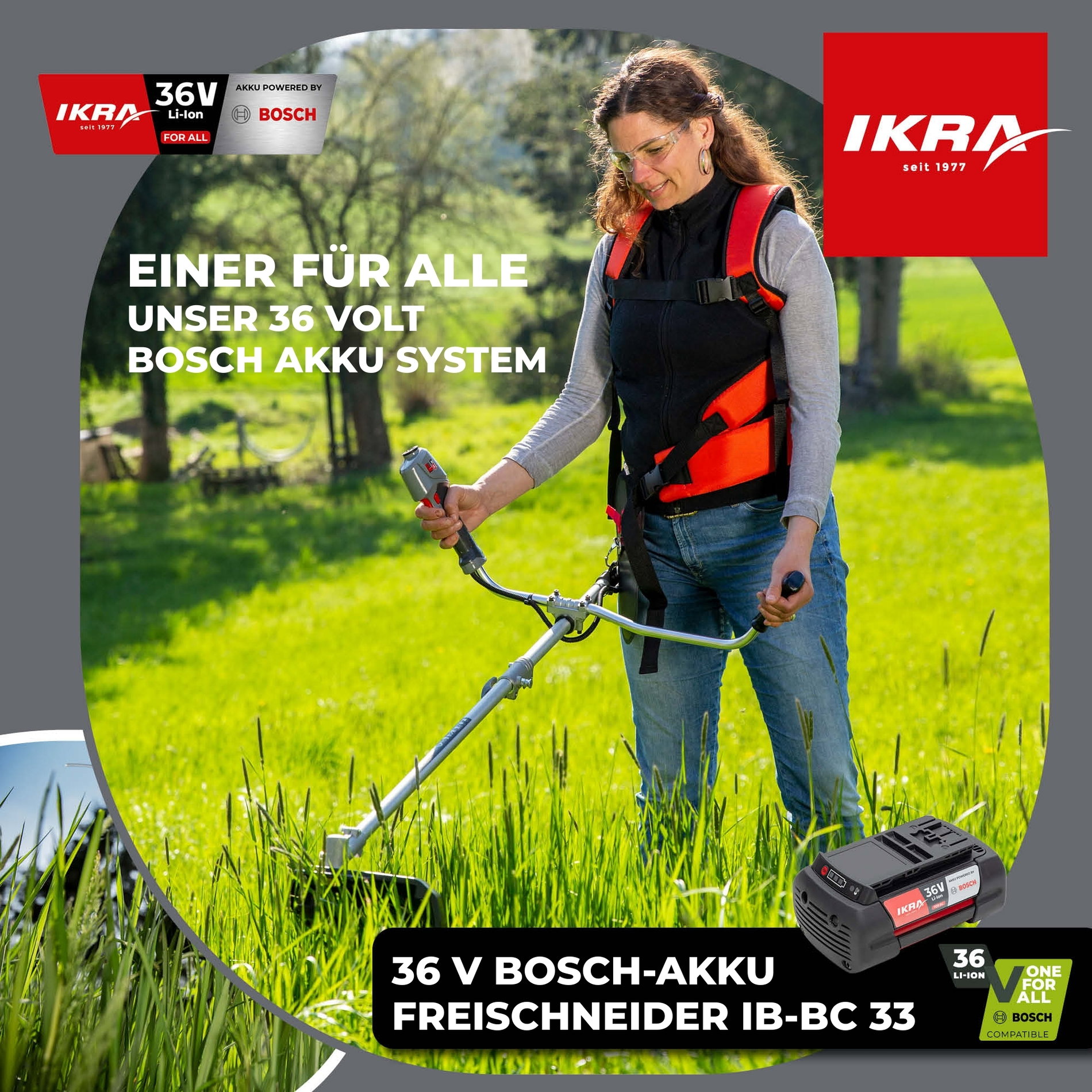 Akku Freischneider IB-BC 33 IKRA BOSCH Freischneider inkl Akku 36V4Ah & Standardladegerät