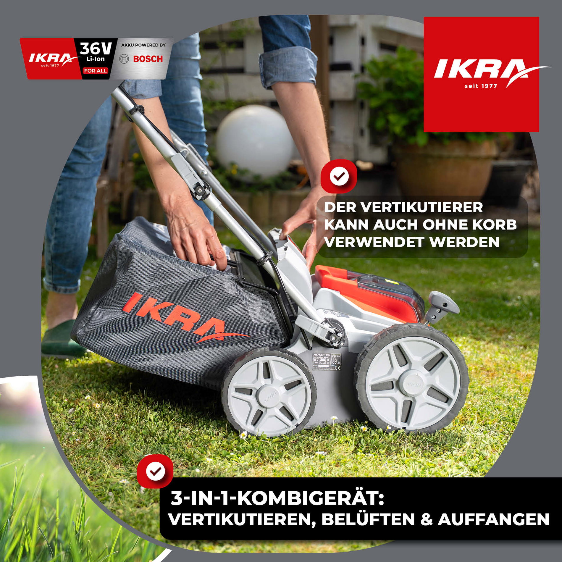 Akku Vertikutierer & Lüfter IB-SR 36 IKRA BOSCH