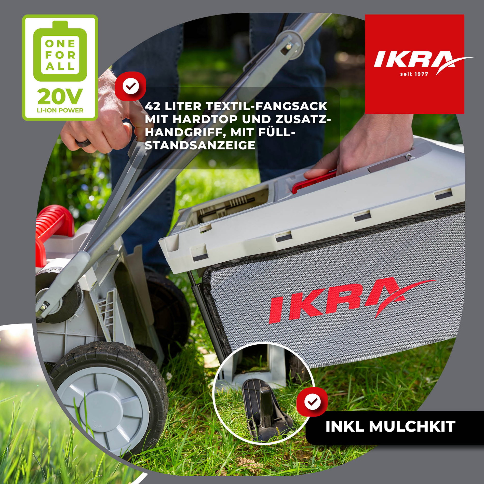 Akku Rasenmäher ICM 2033 mit Akku & Standard-Ladegerät