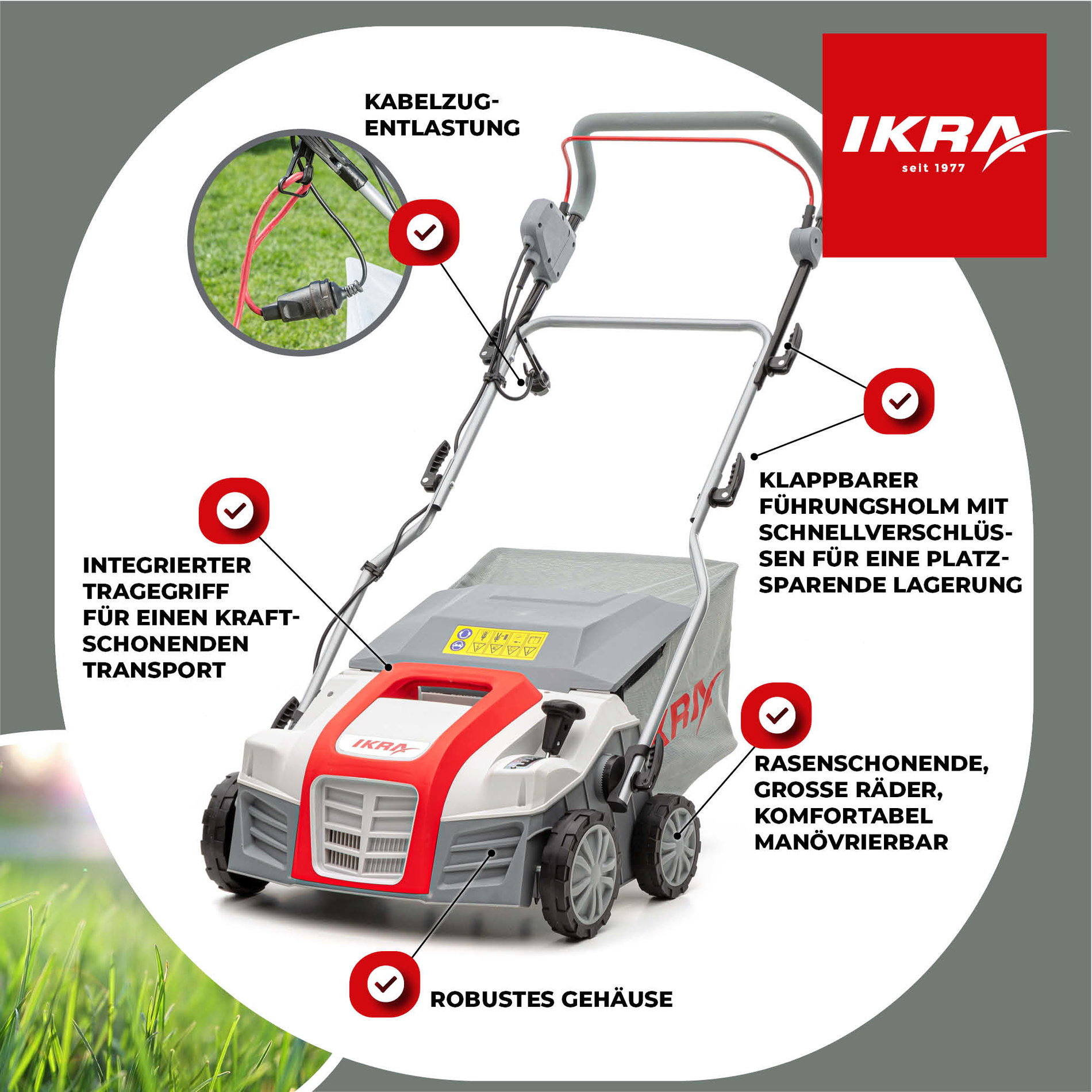 Elektro 2in1 Vertikutierer & Lüfter IEVL 1840 ikra inkl. Unkrautstecher