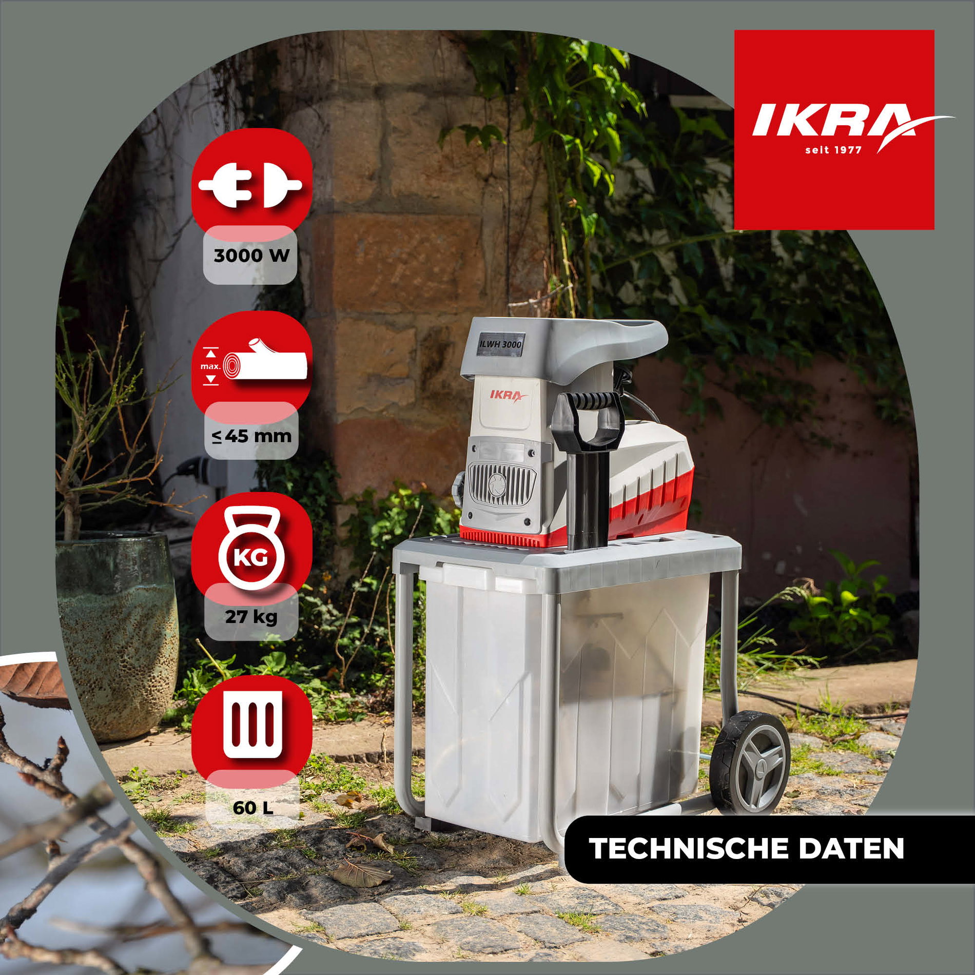 Elektro Leisewalzen Gartenhäcksler ILWH 3000